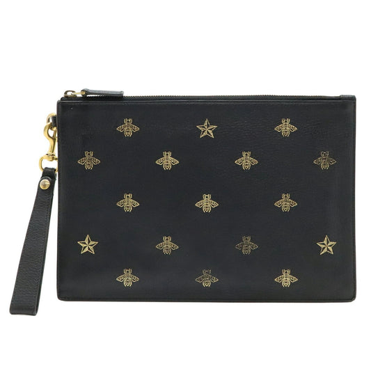 Gucci Black Leather Clutch Bag Pouch ( )