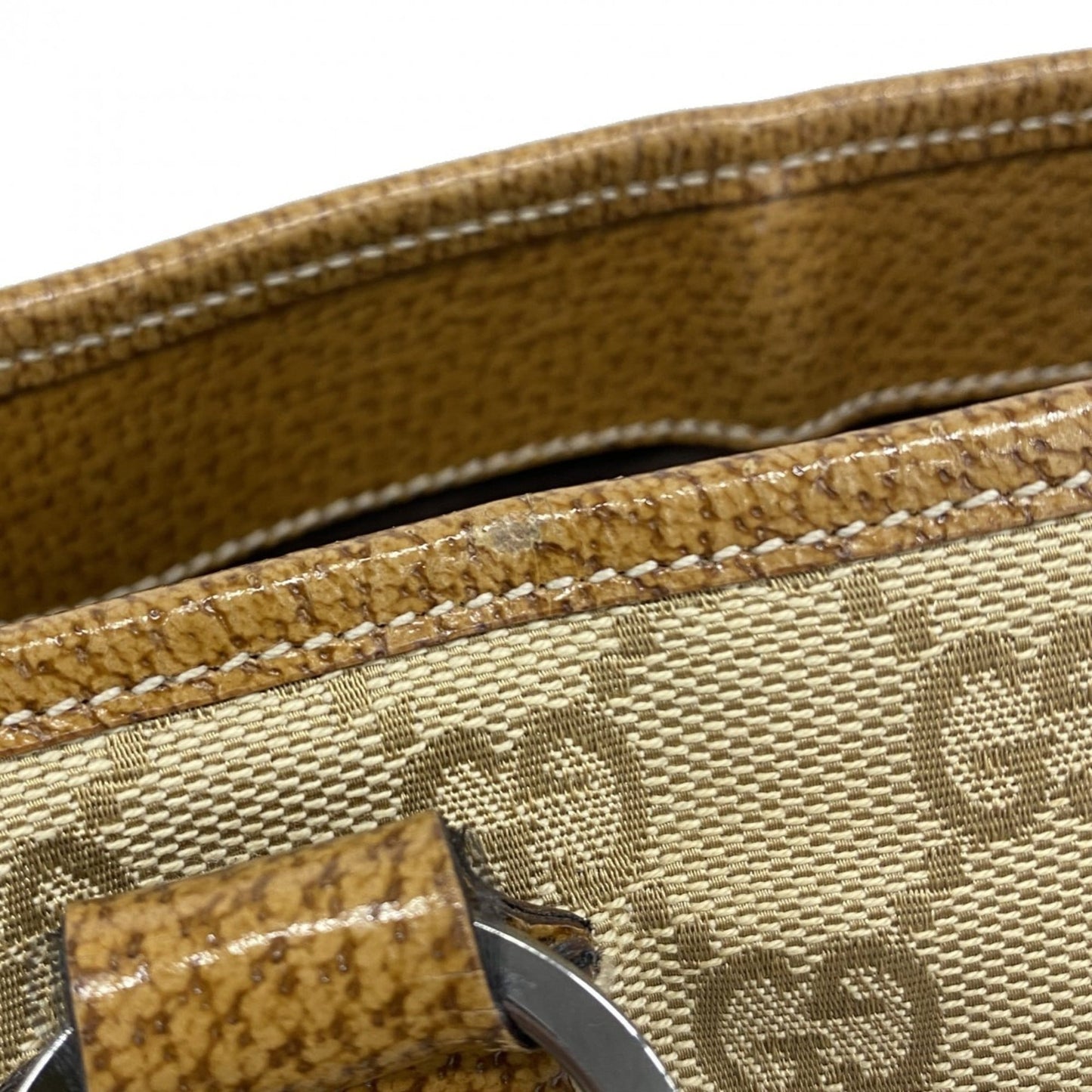 Gucci Beige Brown Canvas Tote Bag ( )