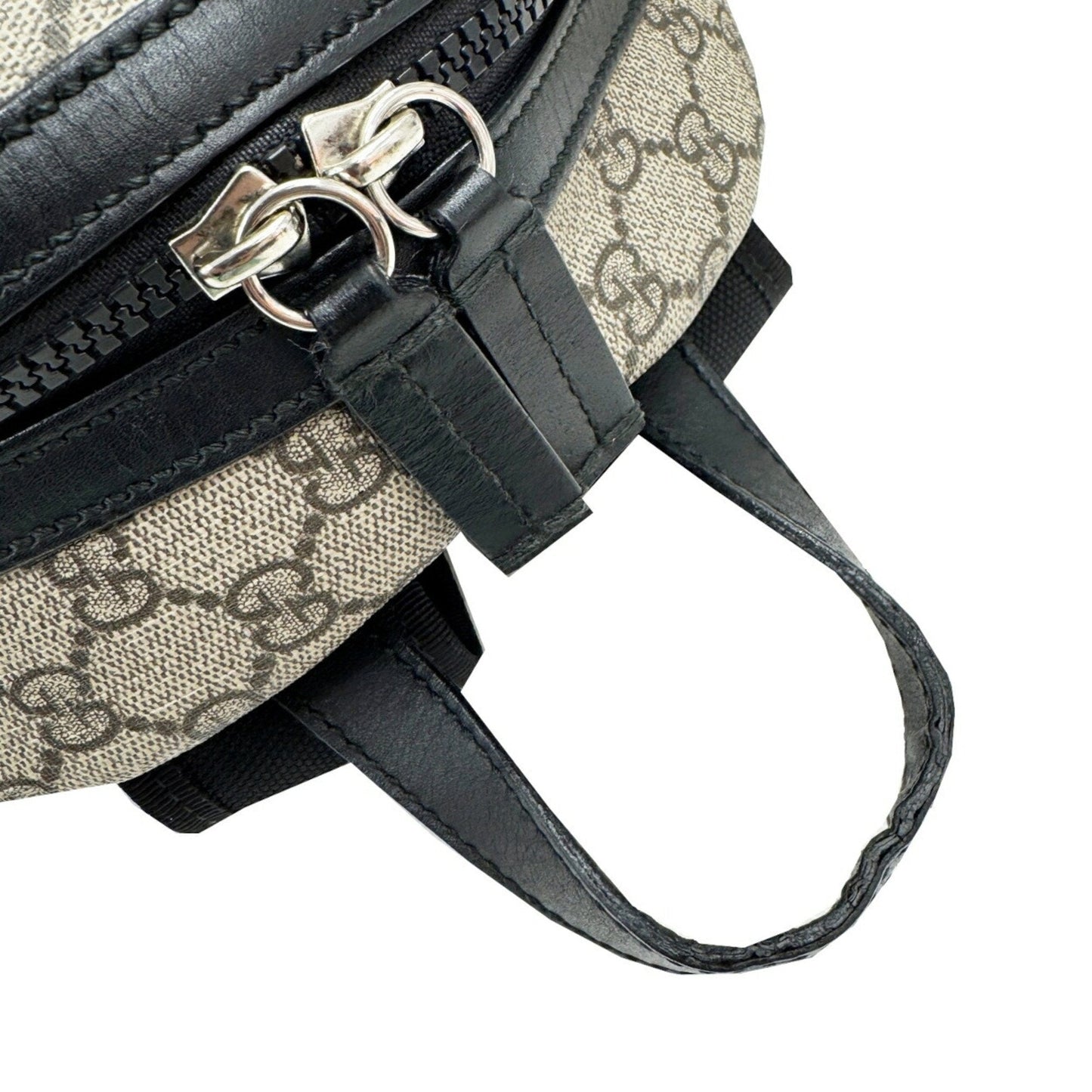 Gucci Beige Black Gg Supreme Leather Backpack ( )