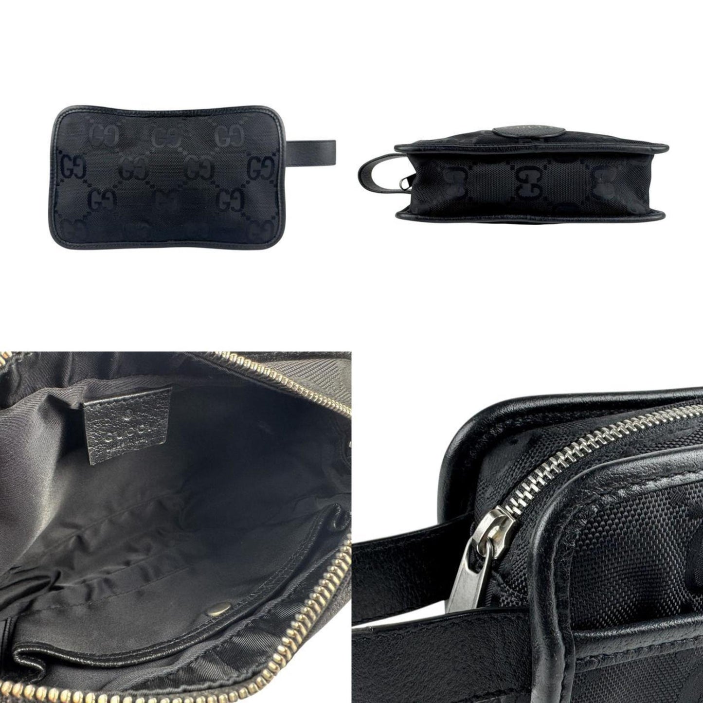 Gucci Black Nylon Canvas Leather Clutch Bag ( )