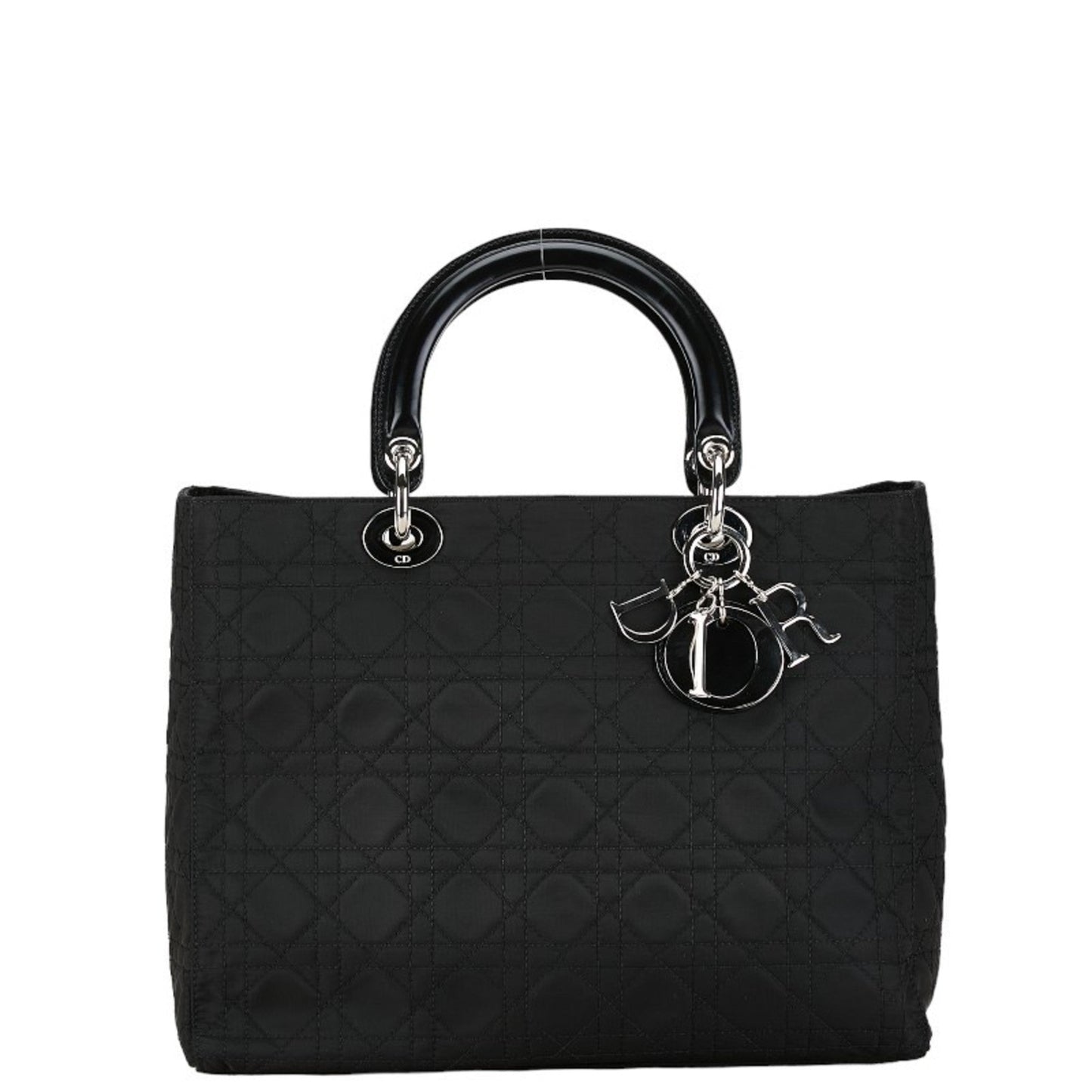 Christian Dior Black Cotton Leather Handbag Pochette Pouch Shoulder Bag ()