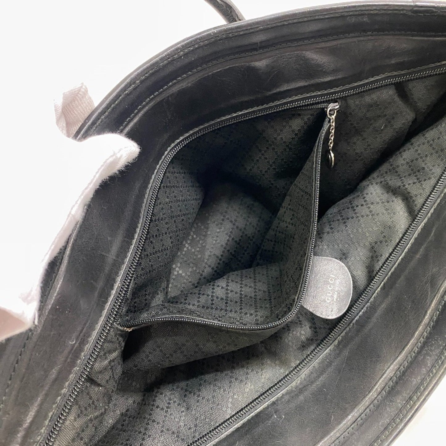 Gucci Black Nylon Leather Shoulder Bag Tote Bag ( )
