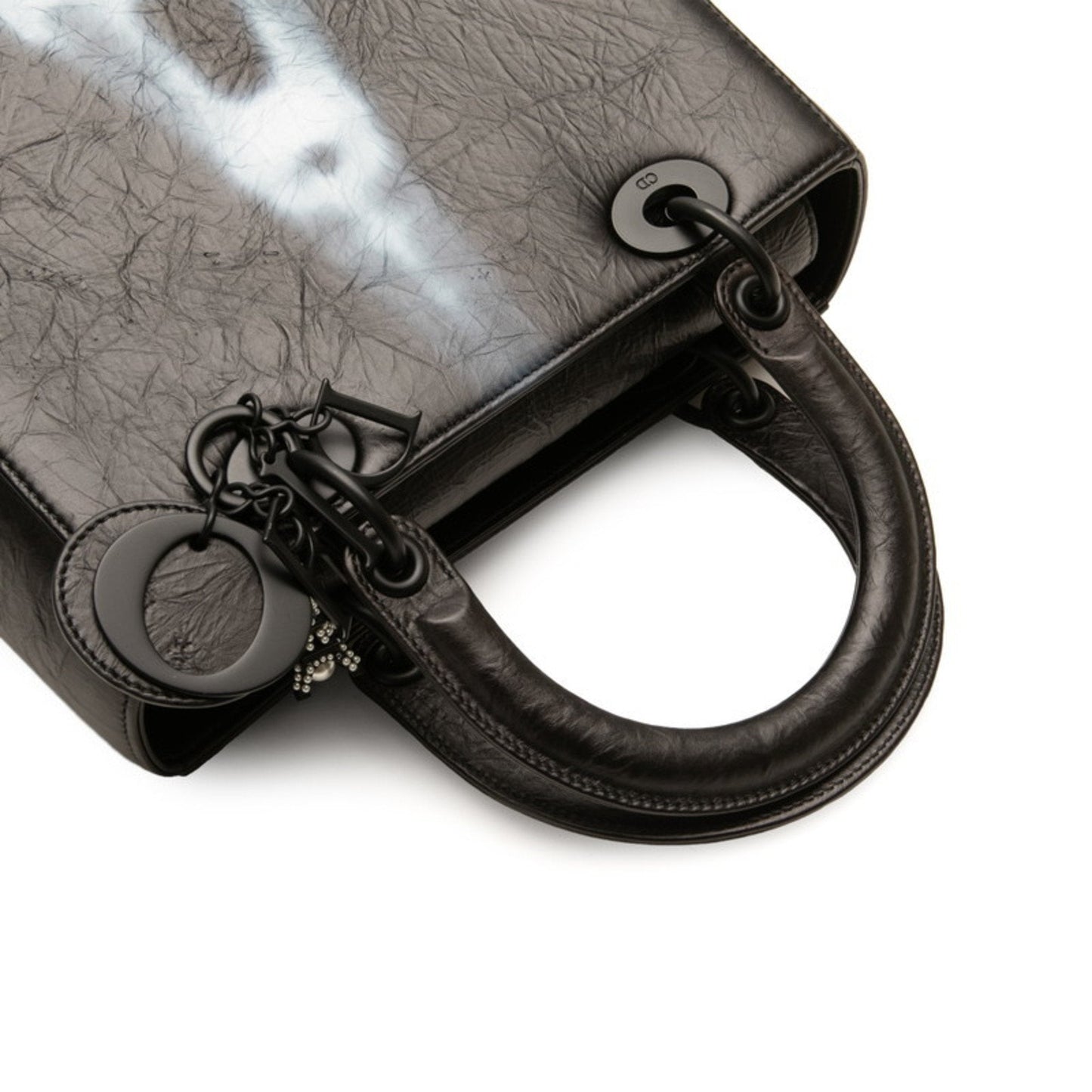 Christian Dior Lady Dior Black White Pvc Leather Handbag Shoulder Bag ()