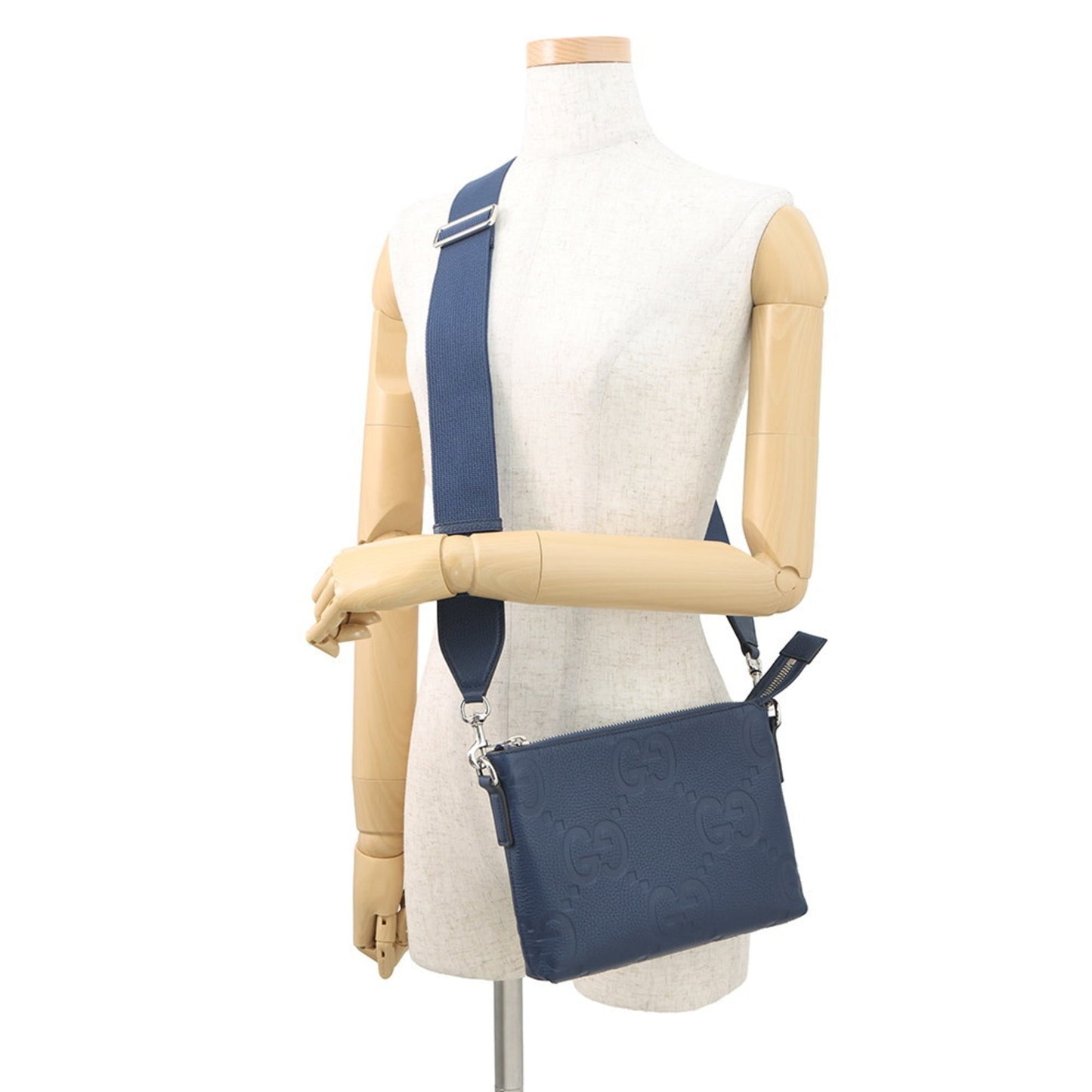 Gucci Navy Leather Clutch Bag Messenger Bag Shoulder Bag ( )