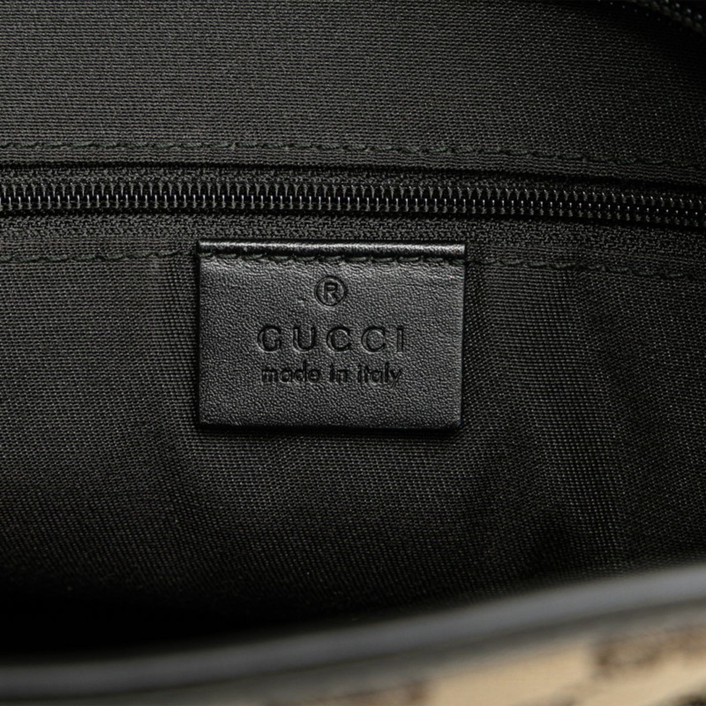 Gucci Beige Black Canvas Leather Shoulder Bag ( )