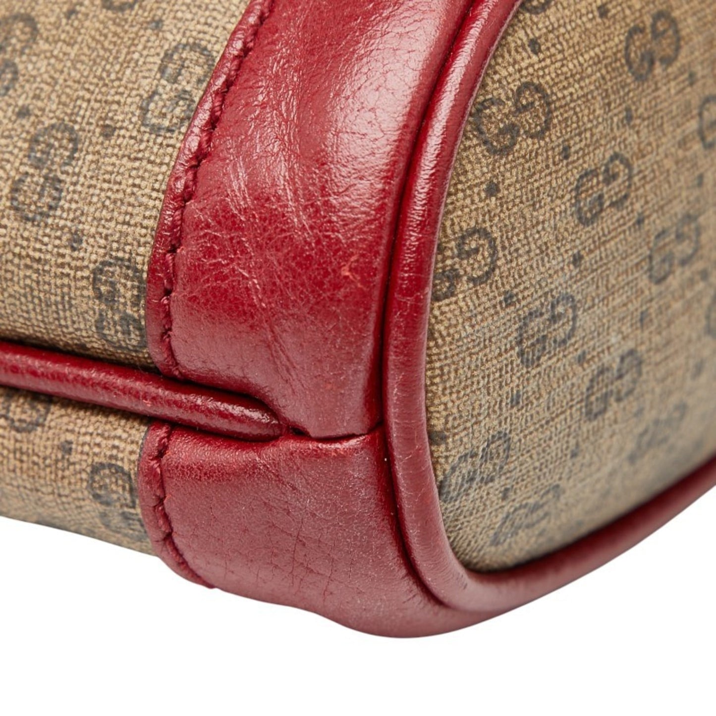 Gucci Beige Red Color Pvc Leather Shoulder Bag ( )