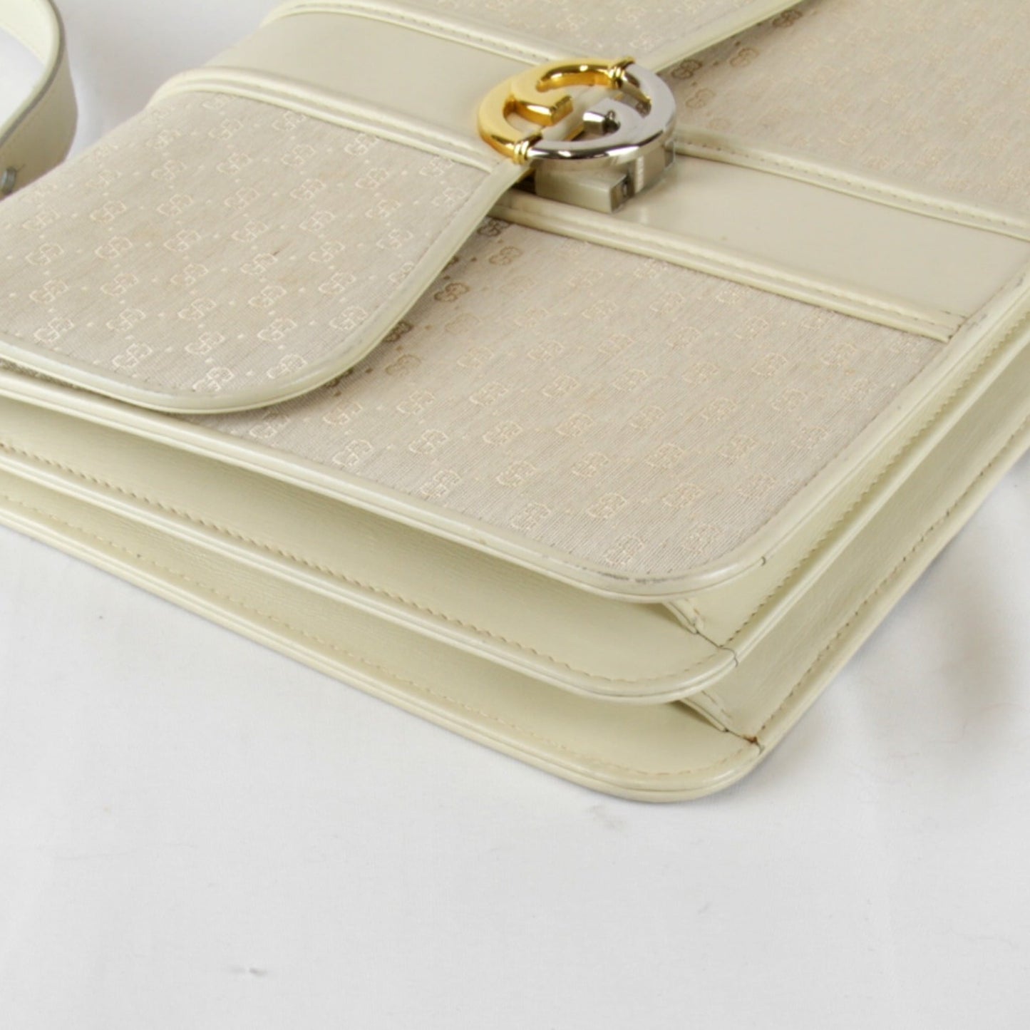 Gucci Microguccissima White Canvas Leather Shoulder Bag ( )