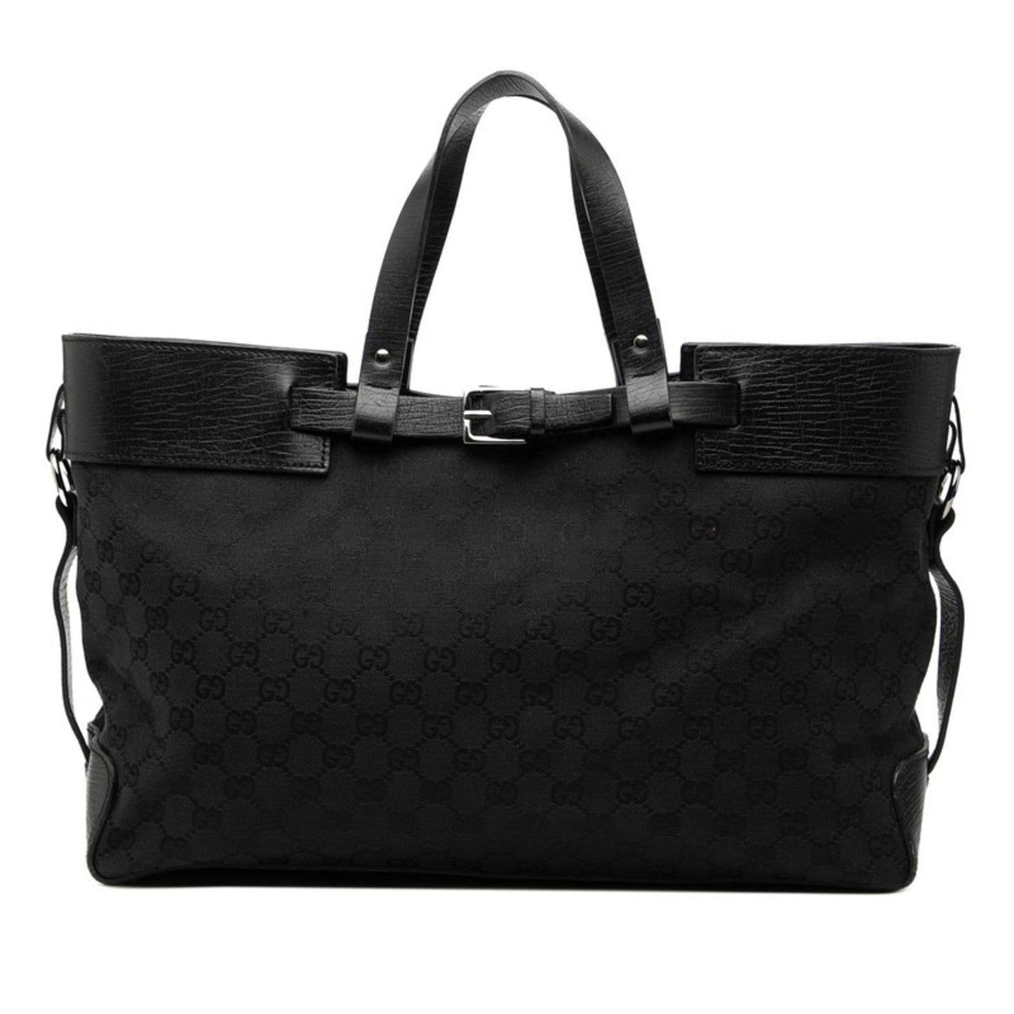 Gucci Black Canvas Leather Handbag ( )