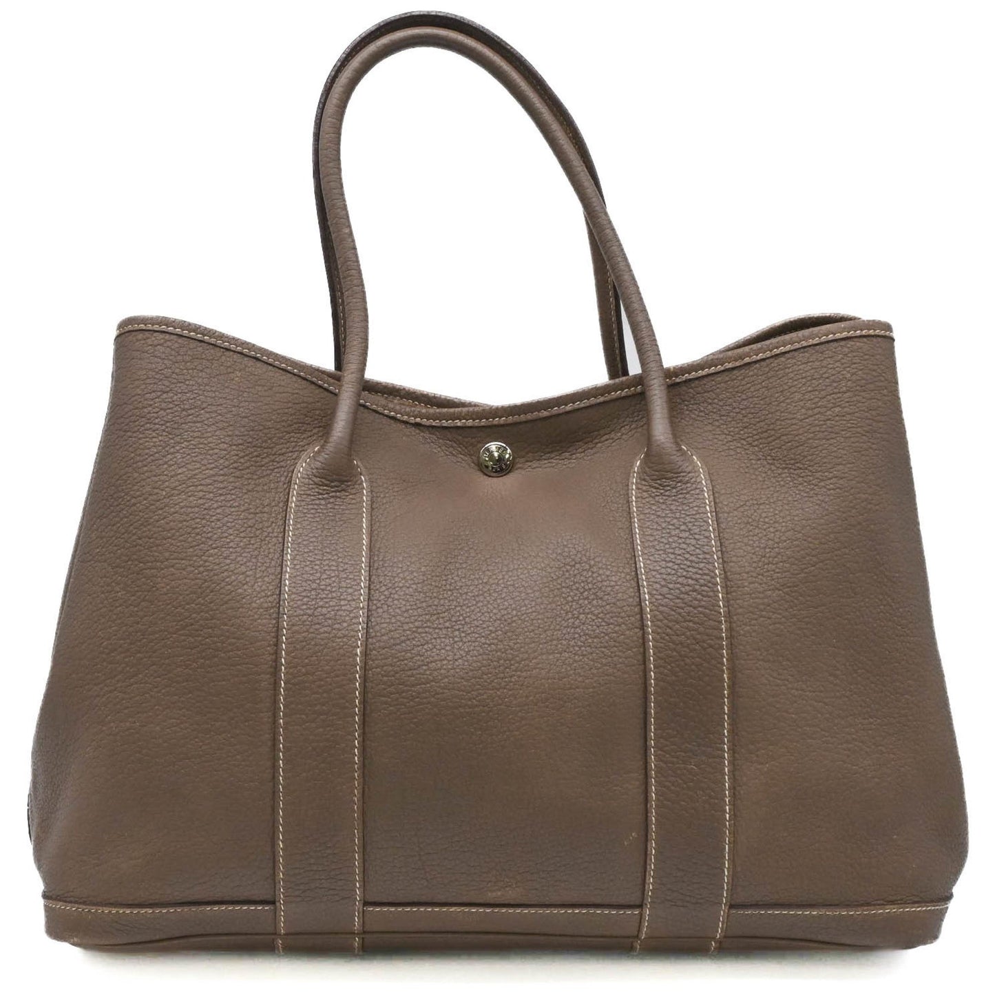 Hermes Garden Etoupe Gray Grayish Negonda Leather Handbag Tote Bag ( )