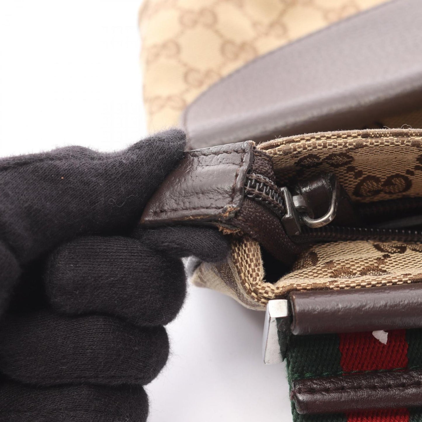 Gucci Beige Brown Multi-Color Gg Canvas Leather Shoulder Bag ( )