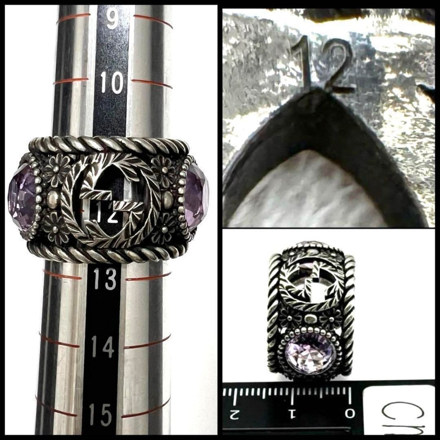 Gucci Silver Rhinestone Silver 925 Band Ring ( )