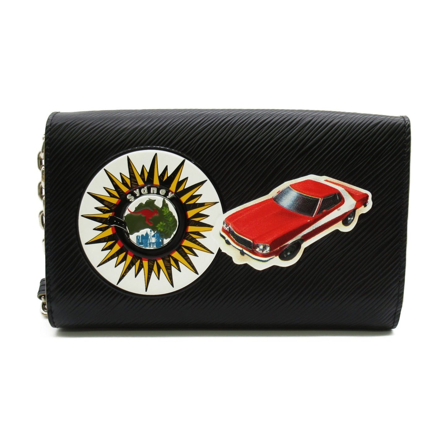 LOUIS VUITTON Portefeiulle Twisted Chain World Tour Shoulder Bag Black Black Epi leather