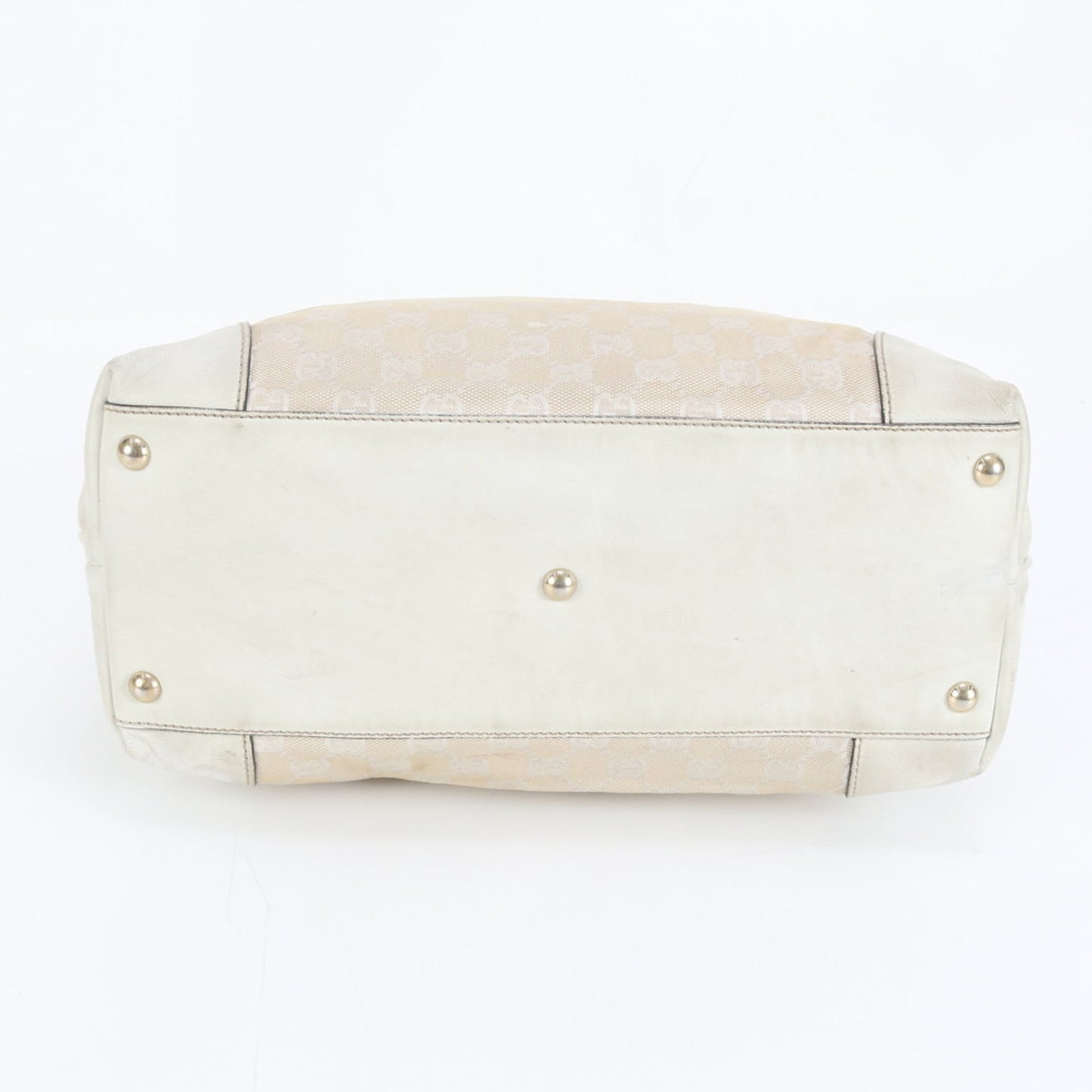 Gucci Beige Leather Canvas Tote Bag ( )