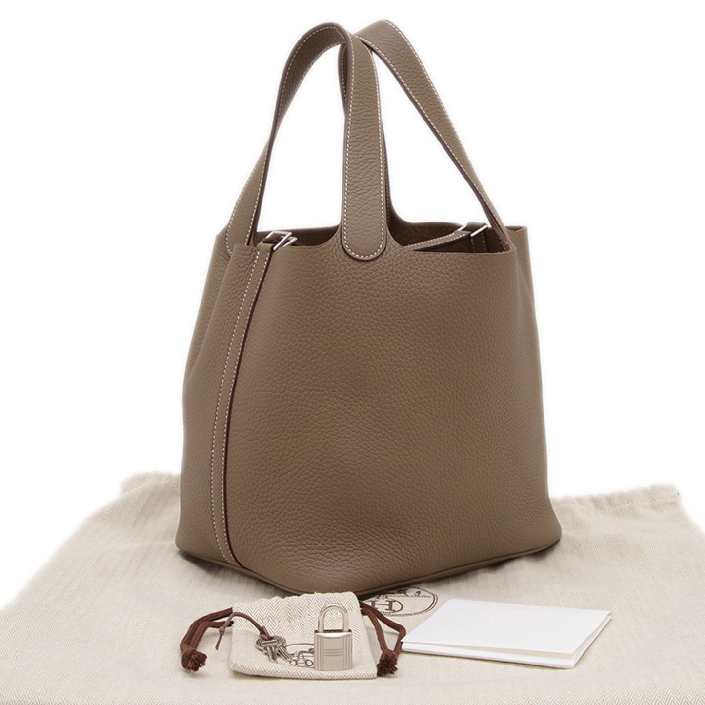 Hermes Etoupe Gray Taurillon Clemence Leather Handbag ( )