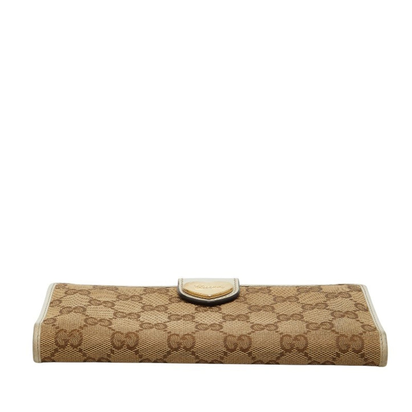 Gucci Beige White Canvas Leather Long Wallet (Bi-Fold) ( )
