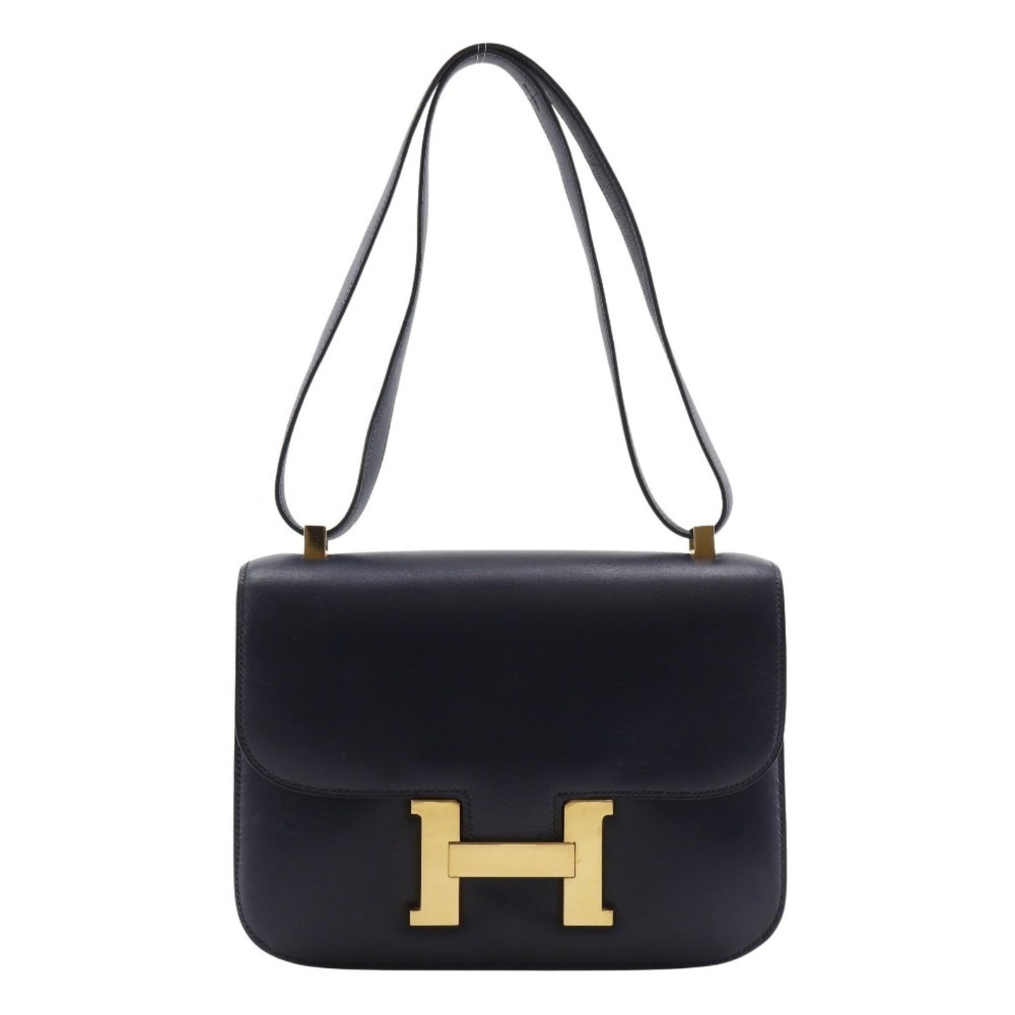 Hermes Navy Box Calf Leather Shoulder Bag ( )