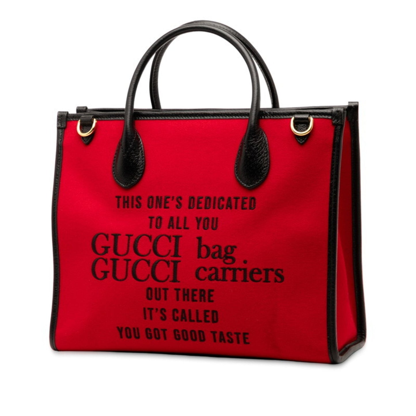 Gucci Black Red Color Canvas Leather Shoulder Bag Tote Bag ( )