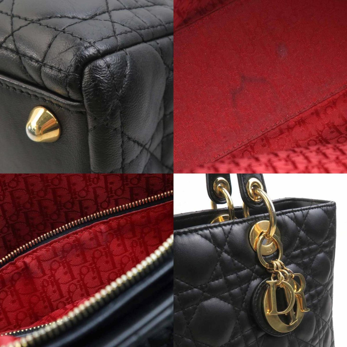Christian Dior Black Leather Handbag Shoulder Bag ()