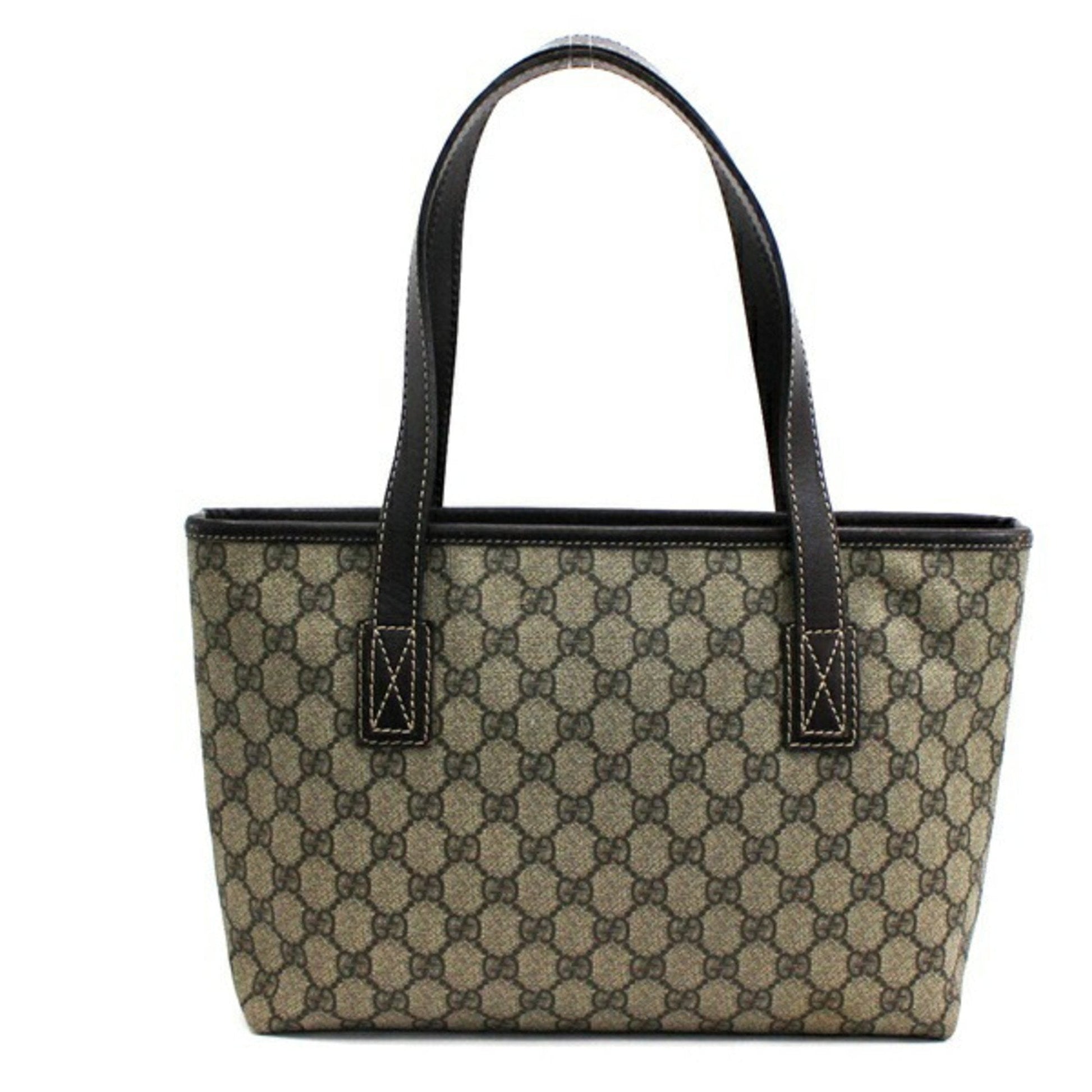 Gucci GG Supreme Brown Leather PVC Tote Style 1
