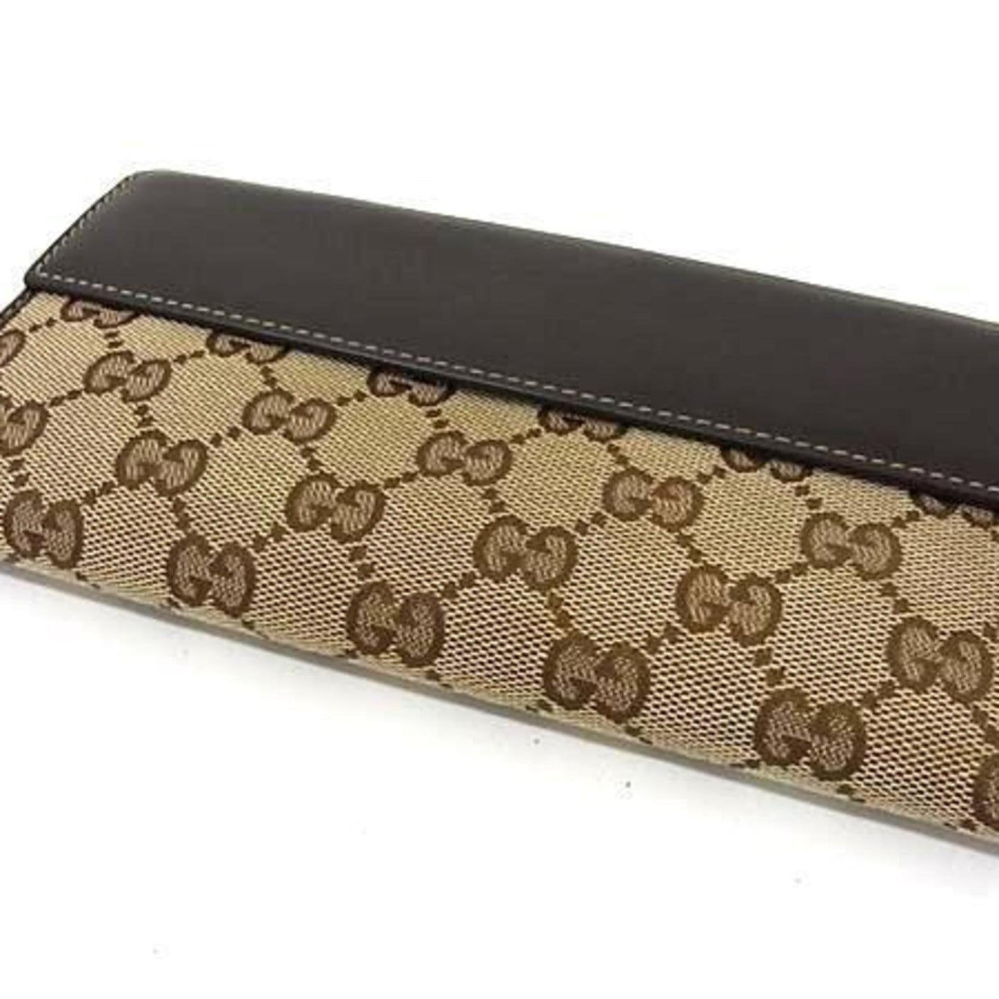 Gucci Brown Canvas Leather Long Wallet (Bi-Fold) ( )