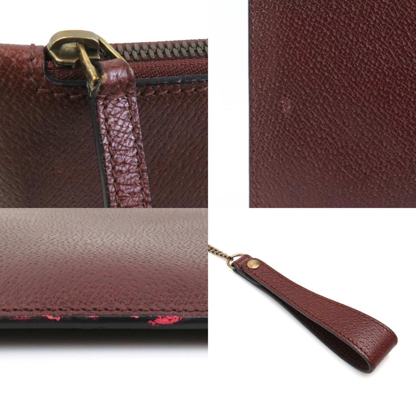 Gucci Bordeaux Leather Clutch Bag ( )