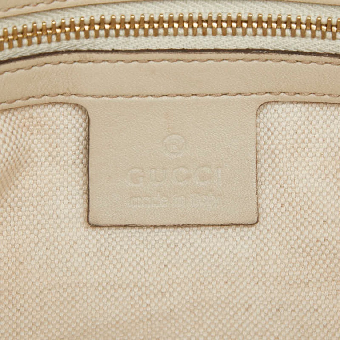 Gucci Beige Ivory Canvas Leather Shoulder Bag Tote Bag ( )