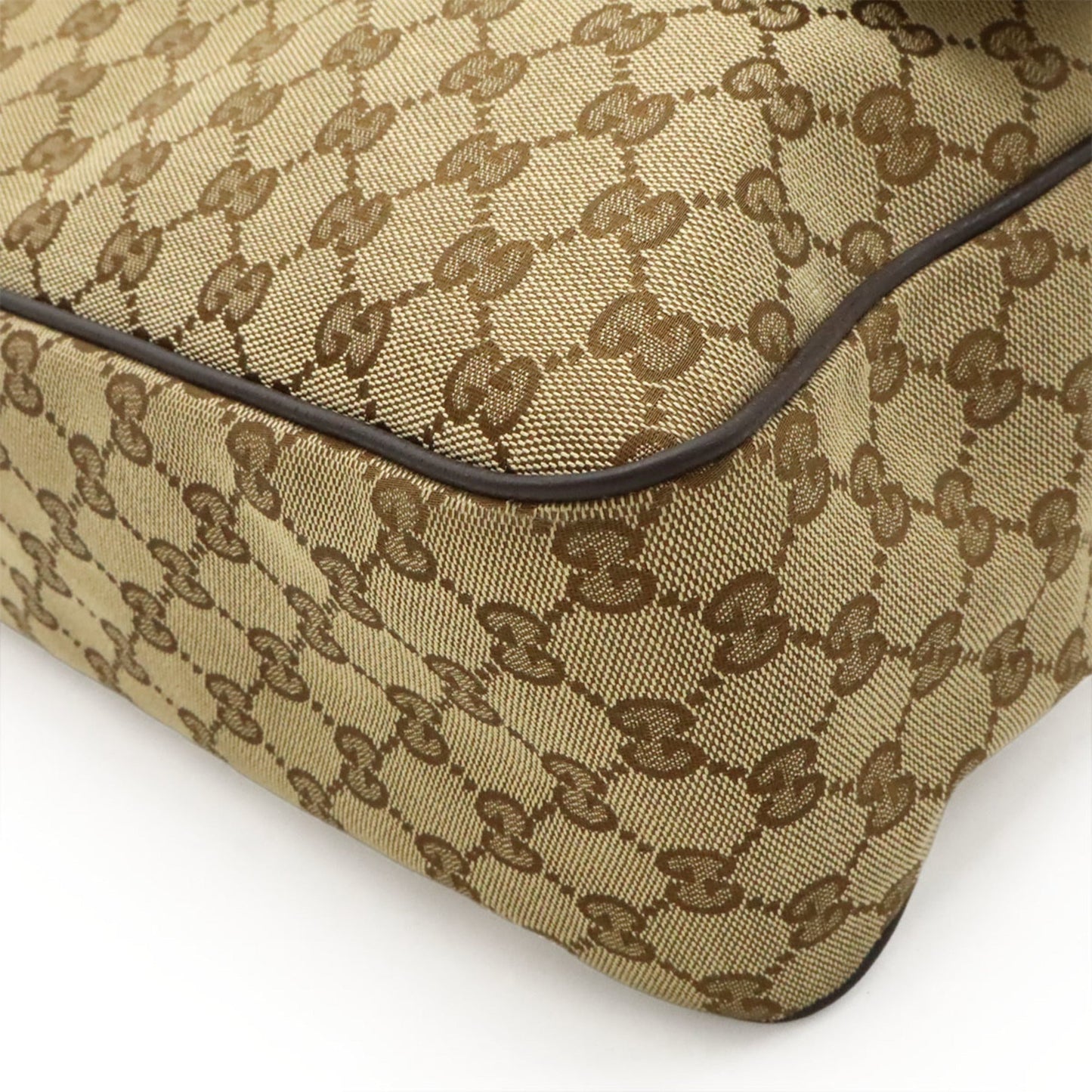 Gucci Beige Dark Brown Khaki Gg Canvas Leather Shoulder Bag ( )