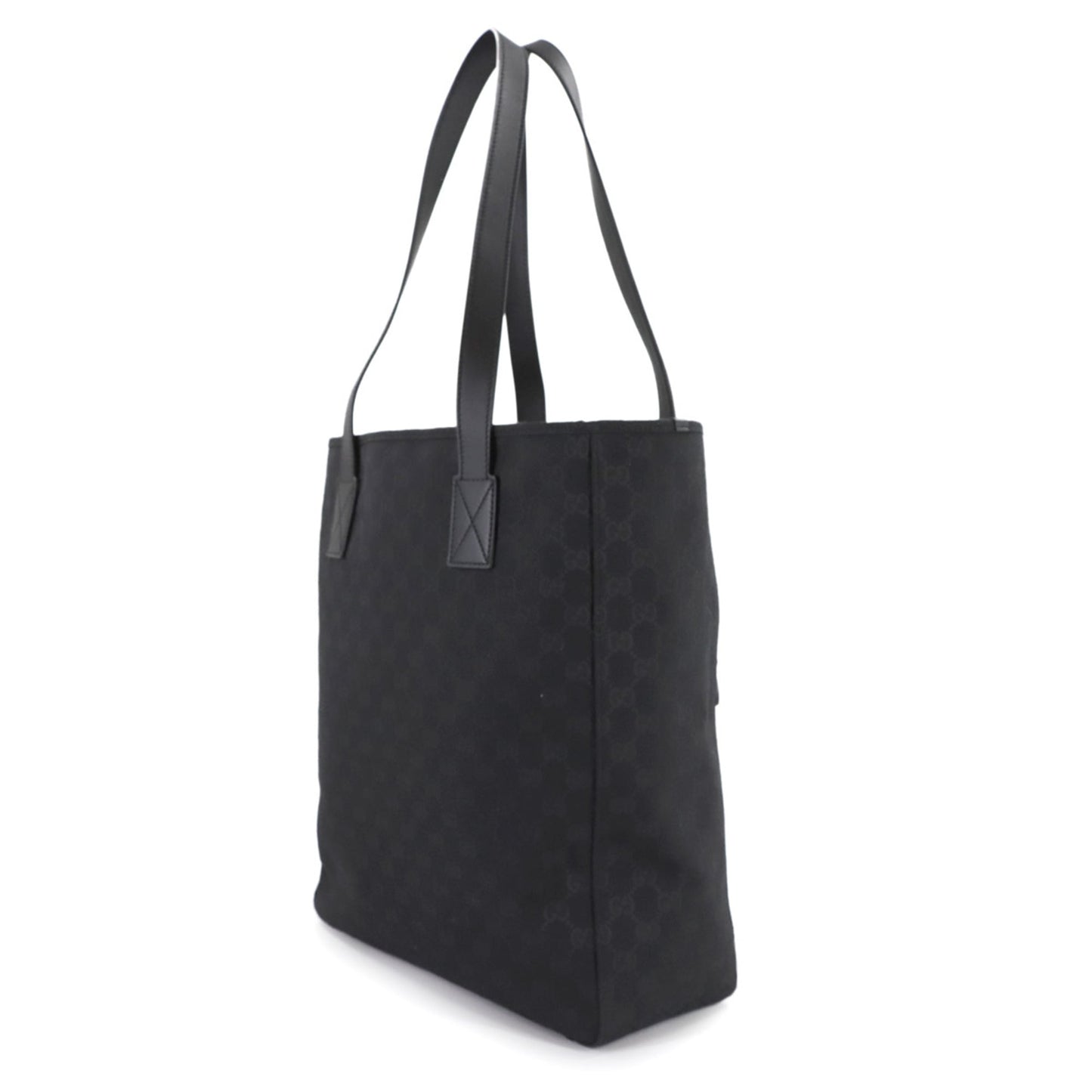 Gucci Black Gg Canvas Leather Tote Bag ( )