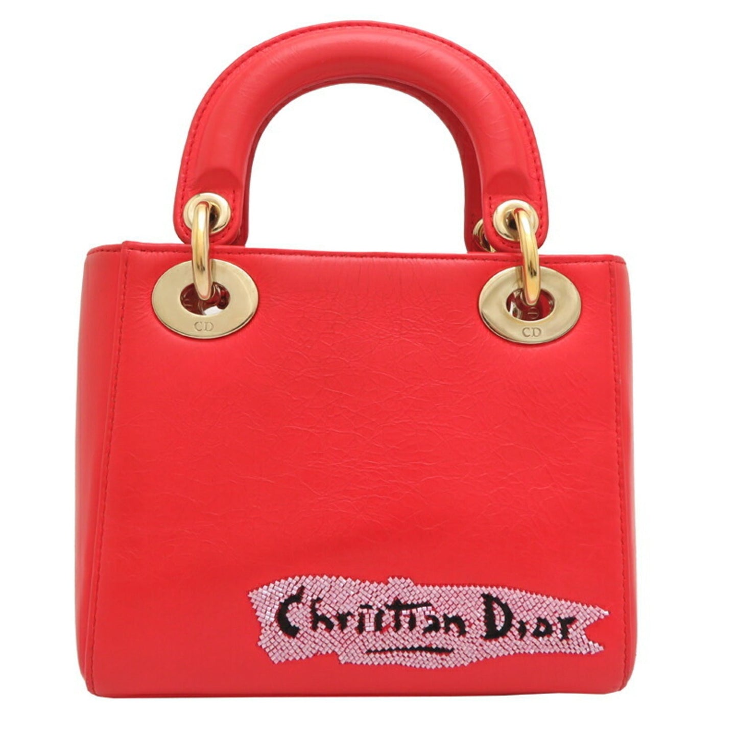 Christian Dior Lady Dior Orange Leather Handbag ()