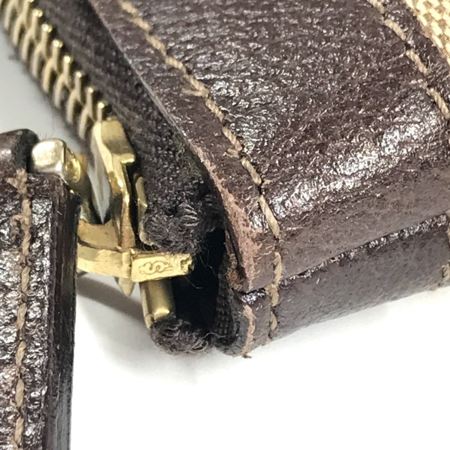 Gucci Beige Dark Brown Gg Canvas Leather Handbag Shoulder Bag Tote Bag ( )
