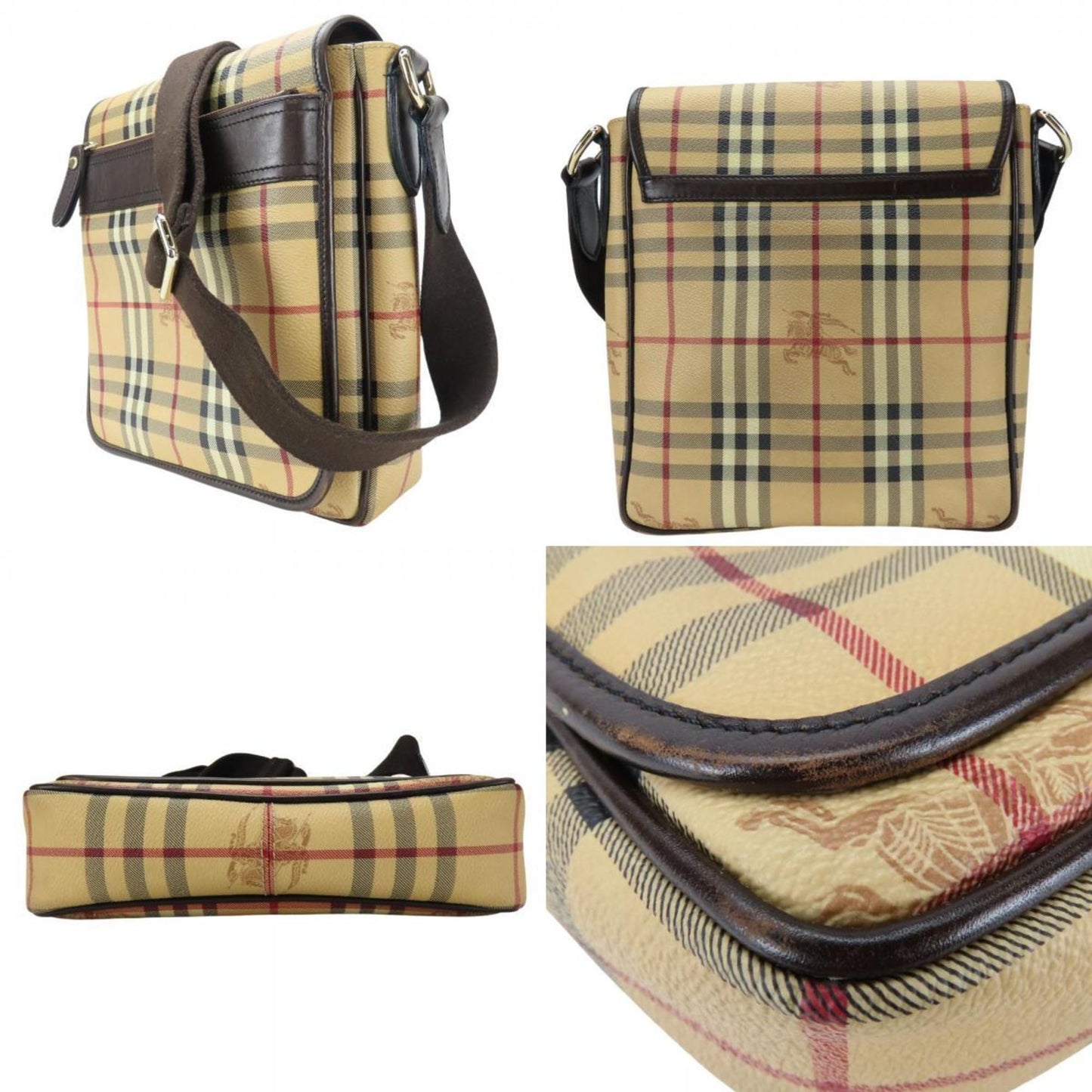 Burberry Beige Brown Pvc Leather Shoulder Bag ( )