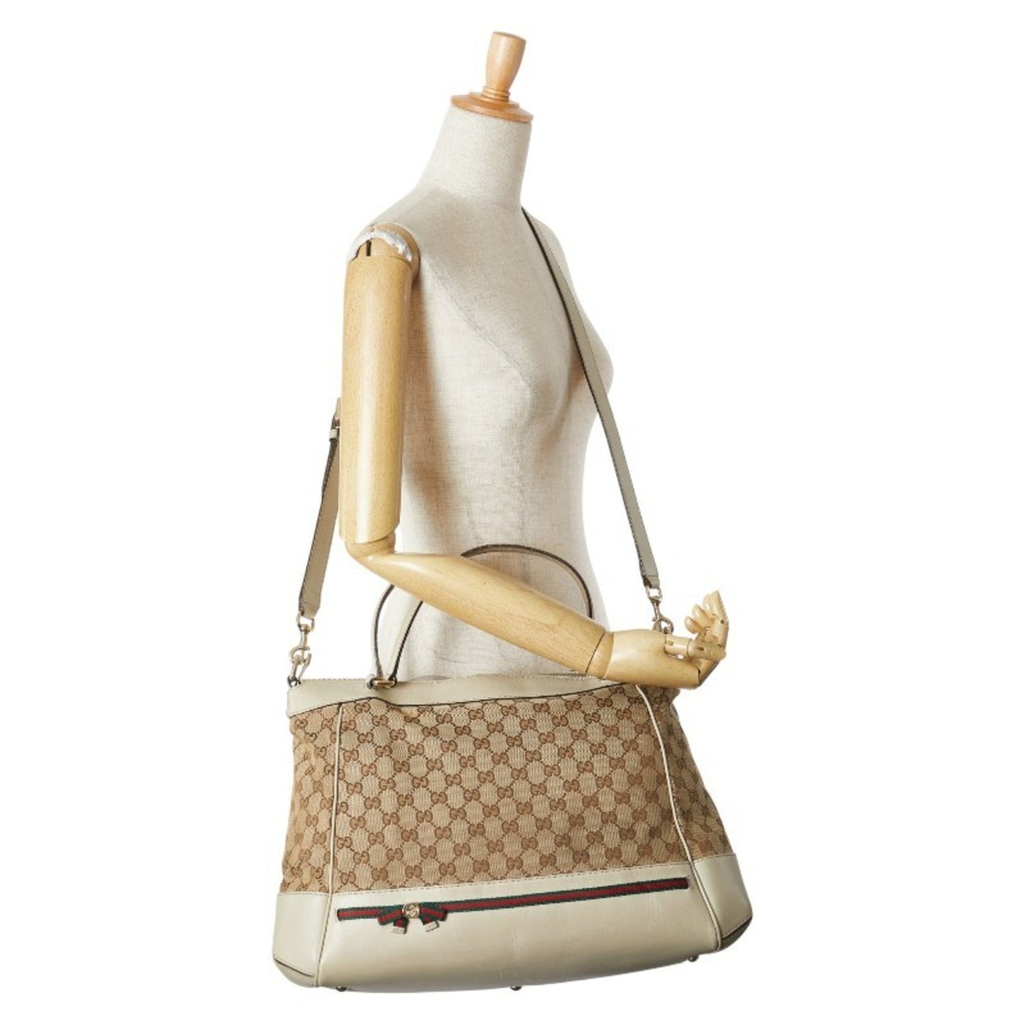 Gucci Gg Canvas Beige Gg Canvas Leather Shoulder Bag Tote Bag ( )