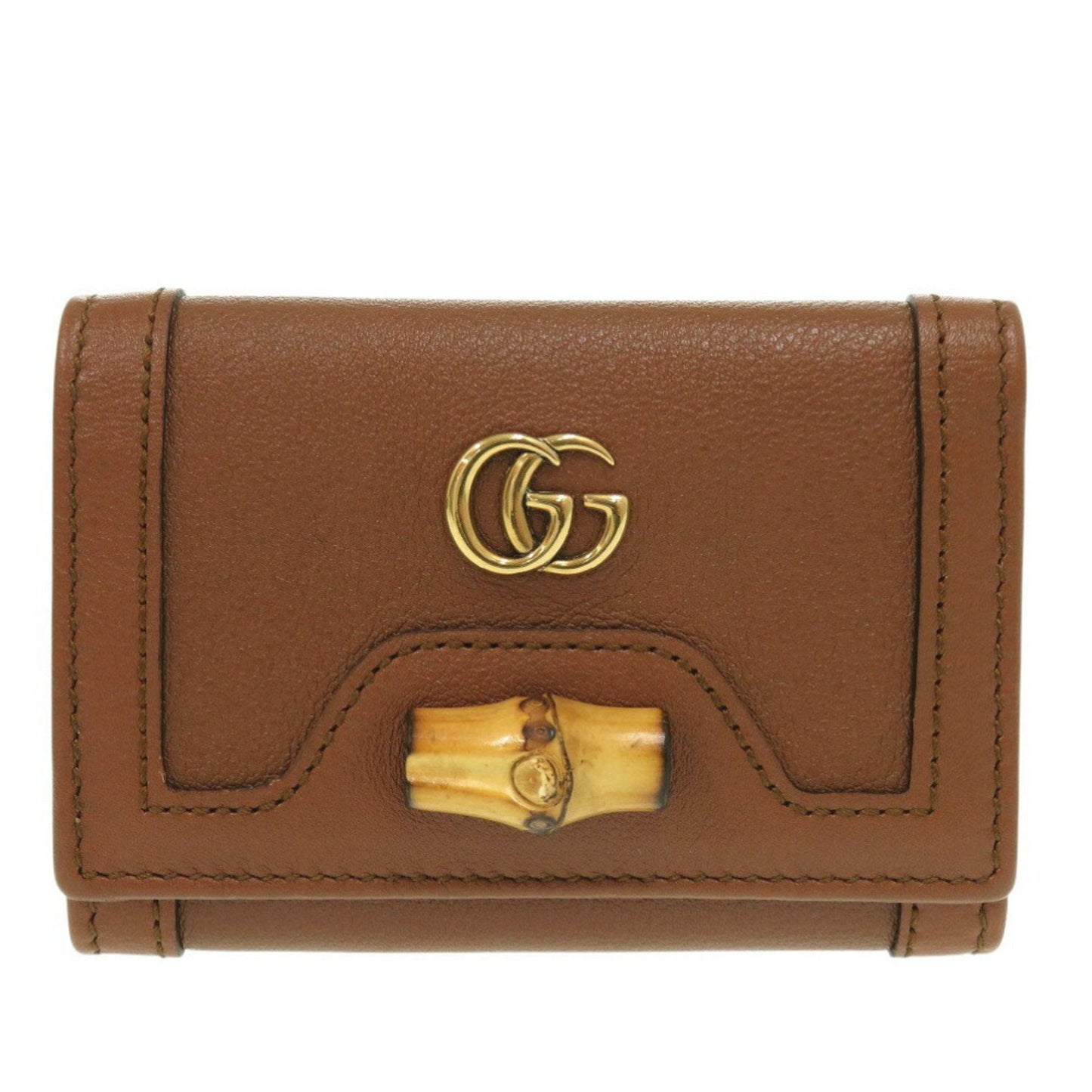 Gucci Bamboo Brown Leather Wallet (Tri-Fold) ( )