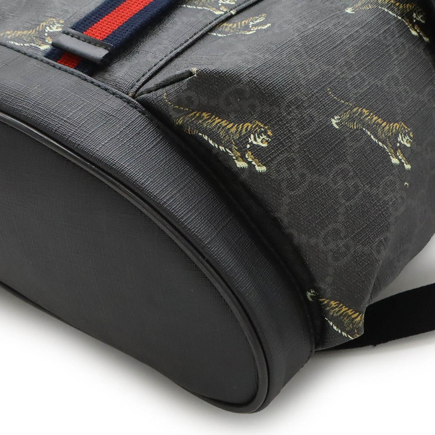 Gucci Sherry Line Black Gray Navy Red Color Pvc Leather Backpack ( )