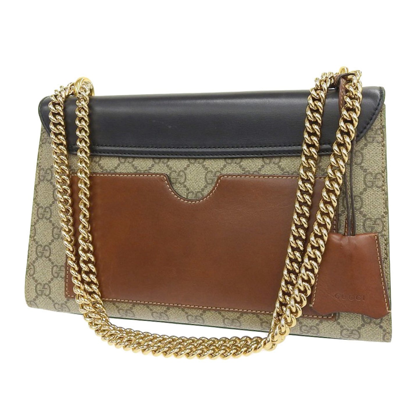 Gucci GG Supreme Black Leather Canvas Shoulder Bag