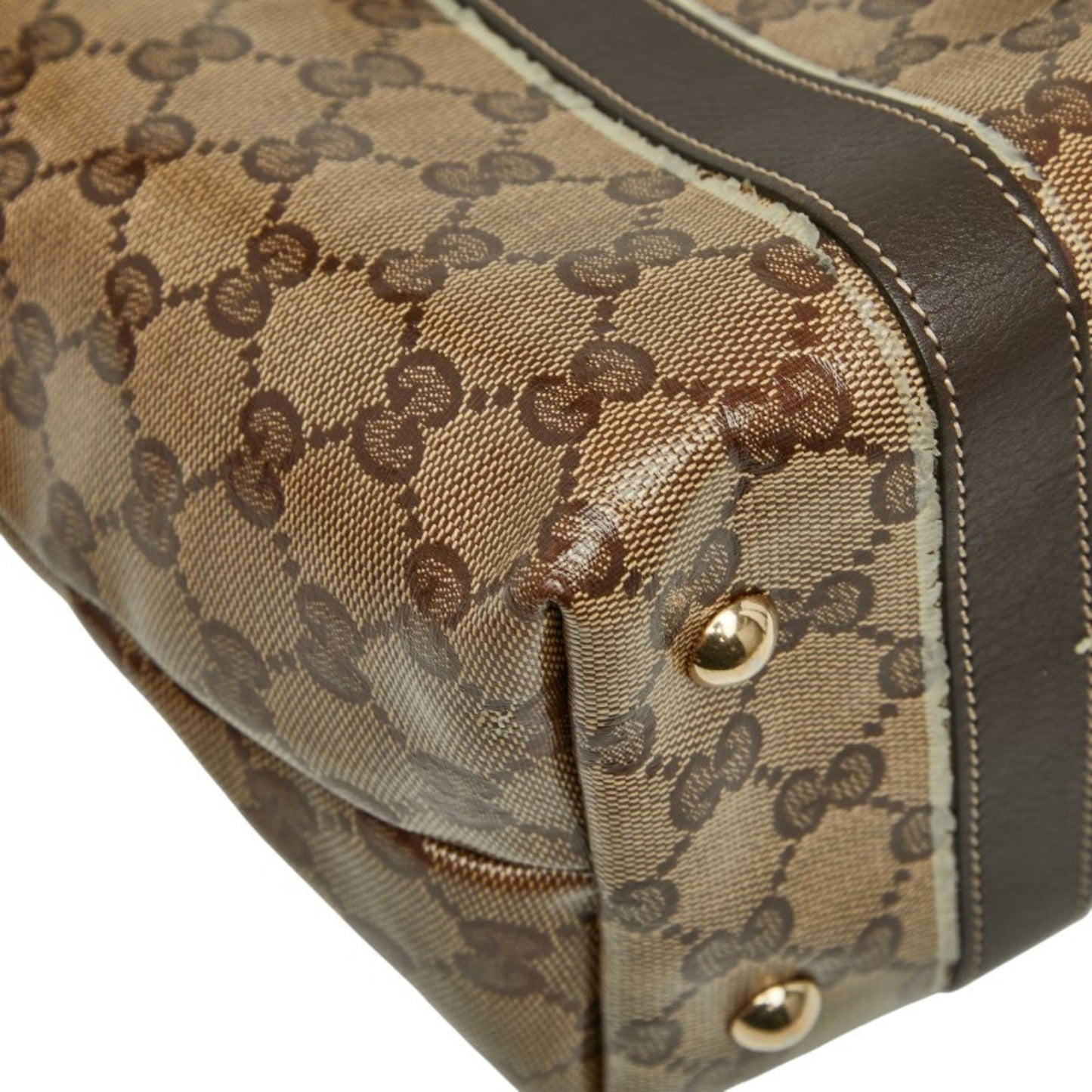 Gucci Gg Crystal Beige Brown Pvc Leather Tote Bag ( )