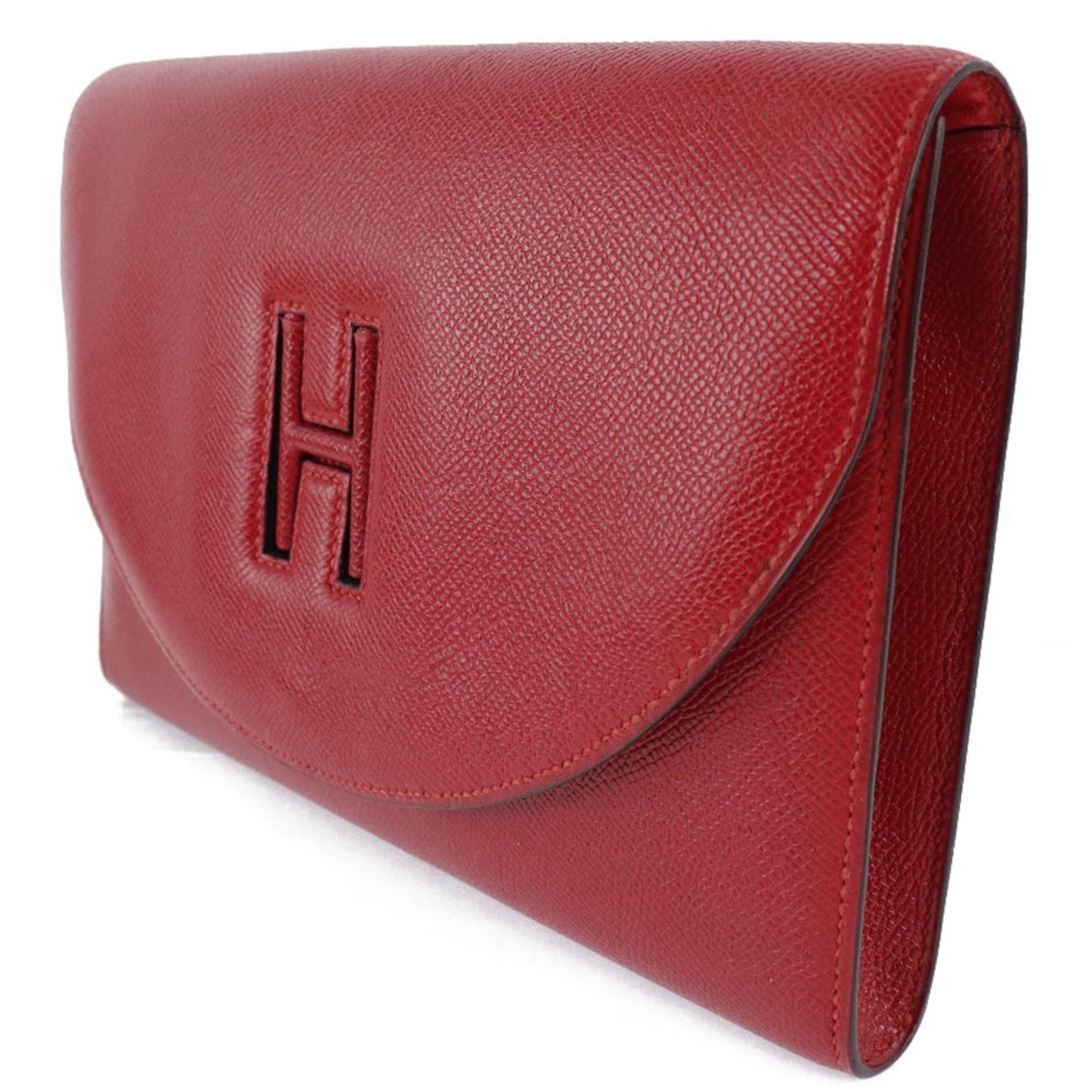 Hermes Red Color Rouge Vif Epsom Leather Clutch Bag ( )