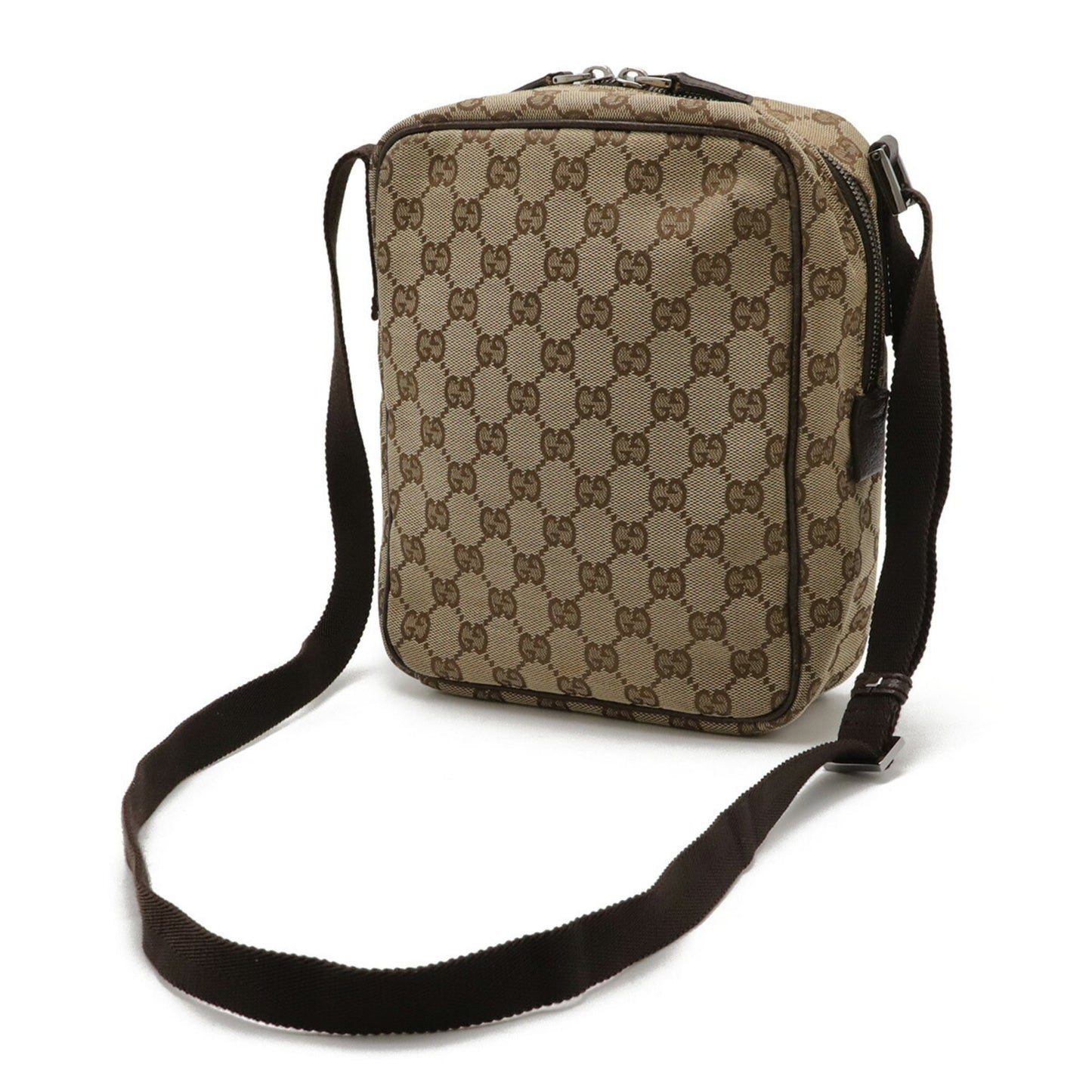 Gucci Beige Brown Dark Brown Khaki Gg Canvas Pochette Shoulder Bag ( )