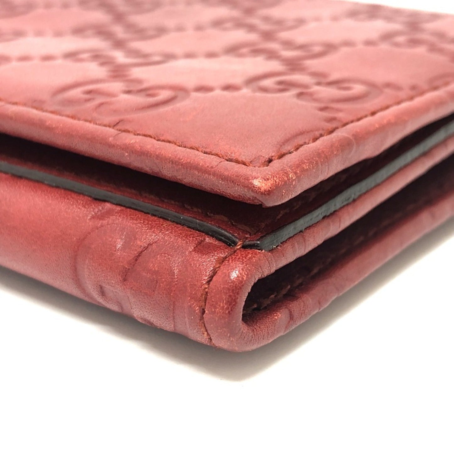 Gucci Red Color Gg Leather Long Wallet (Bi-Fold) ( )