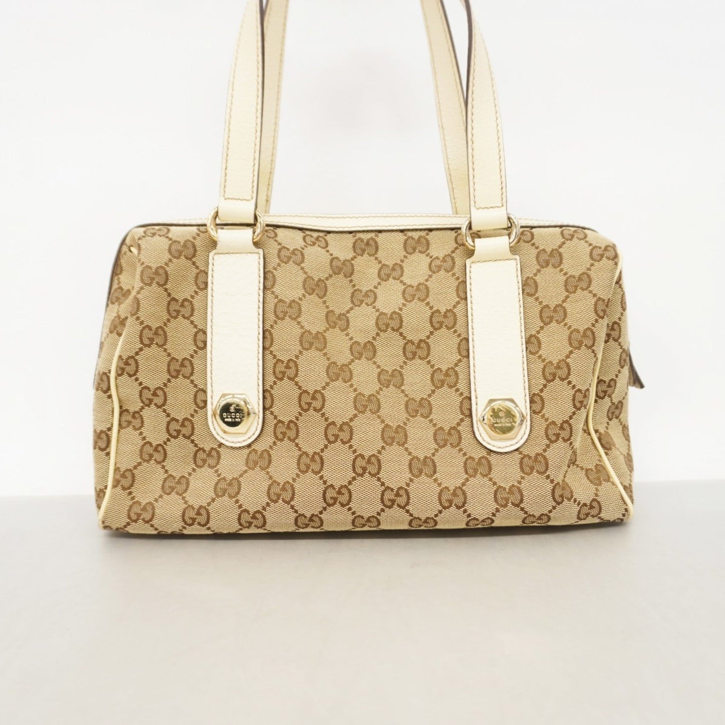 Gucci Beige Brown Canvas Handbag ( )