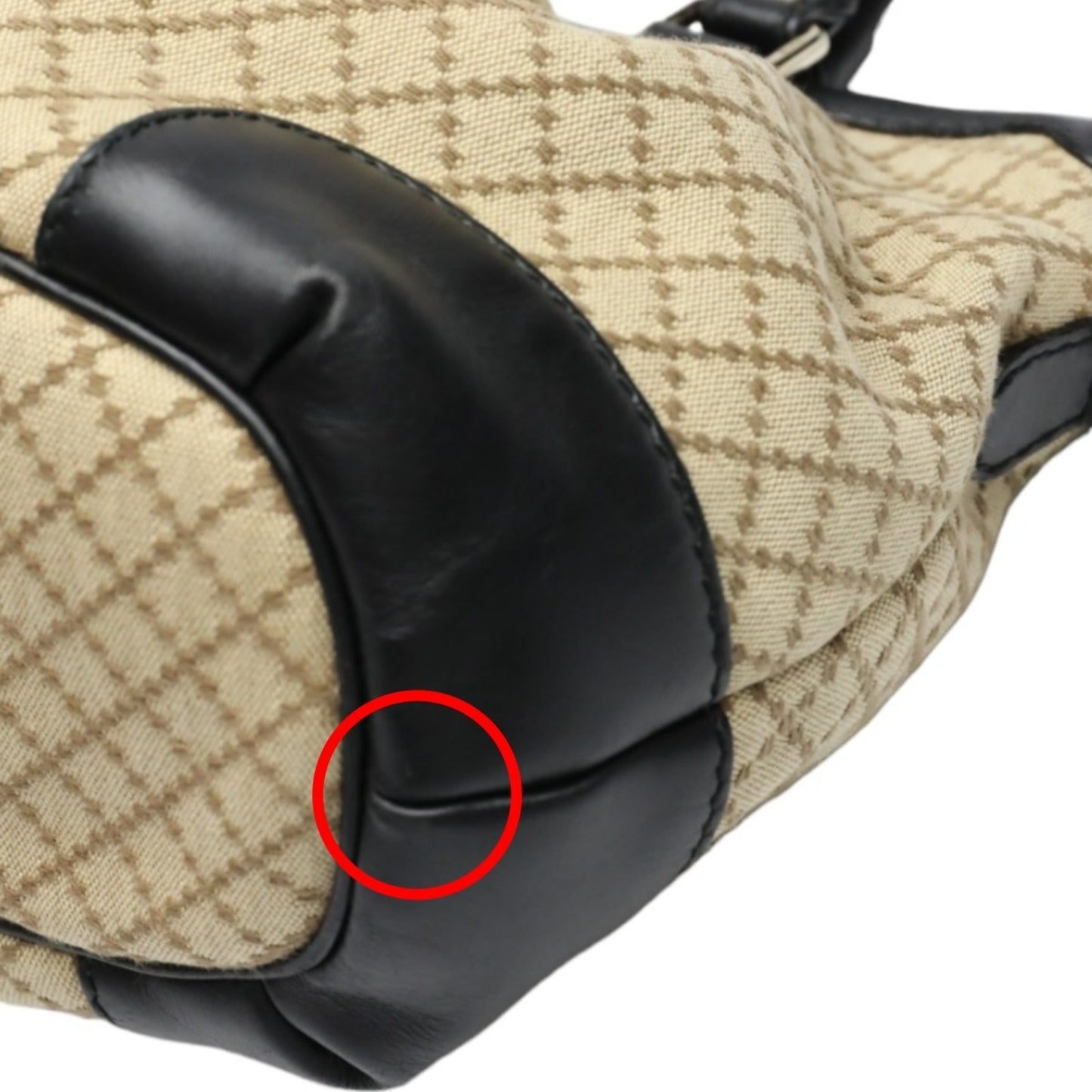 Gucci Beige Black Canvas Shoulder Bag ( )