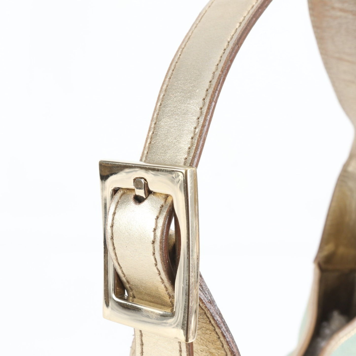 Gucci Blue Gold Leather Canvas Shoulder Bag ( )