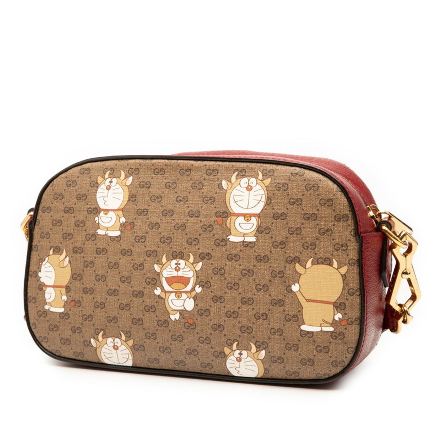 Gucci Brown Red Color Pvc Leather Shoulder Bag ( )
