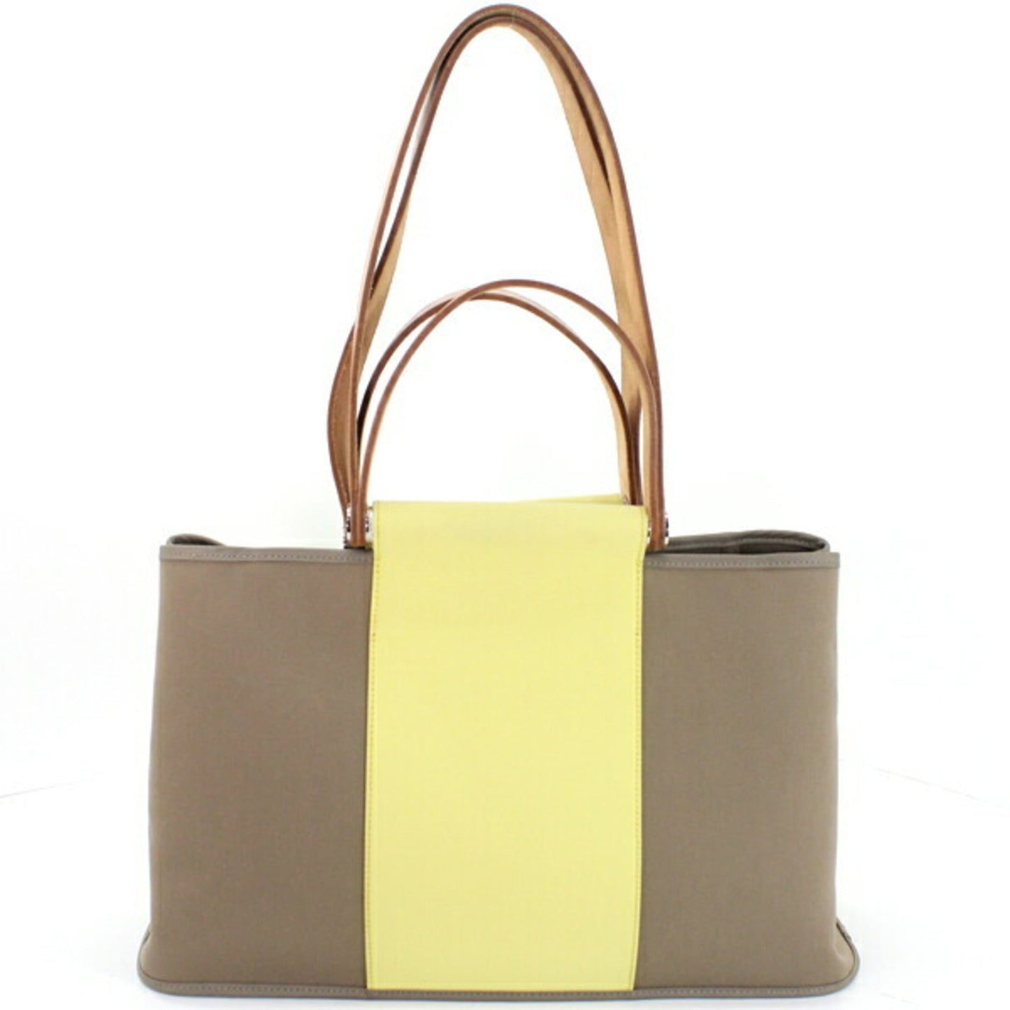 Hermes Etoupe Gray Soufre Toile Officier Leather Handbag ( )
