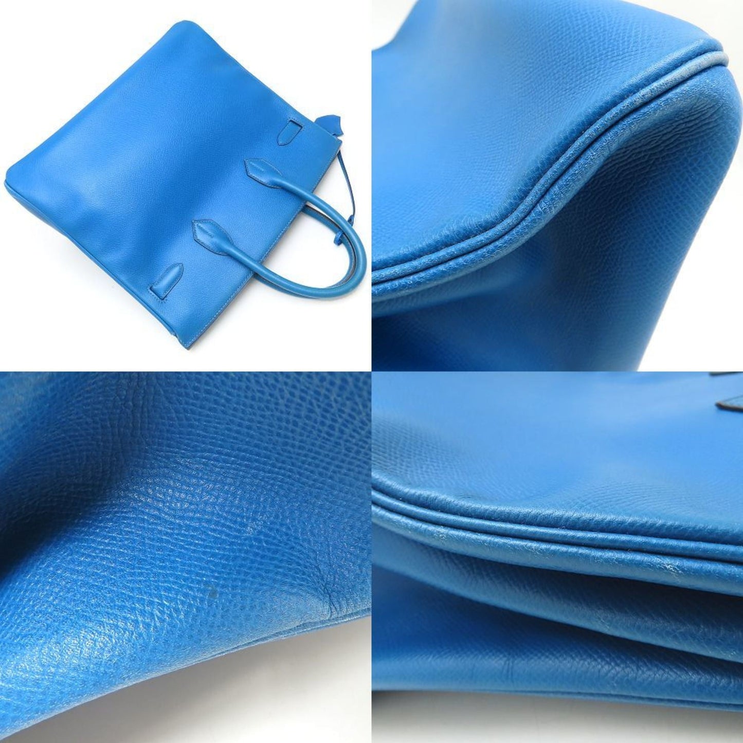 Hermes Haute A Courroies Blue Courchevel Leather Handbag ( )