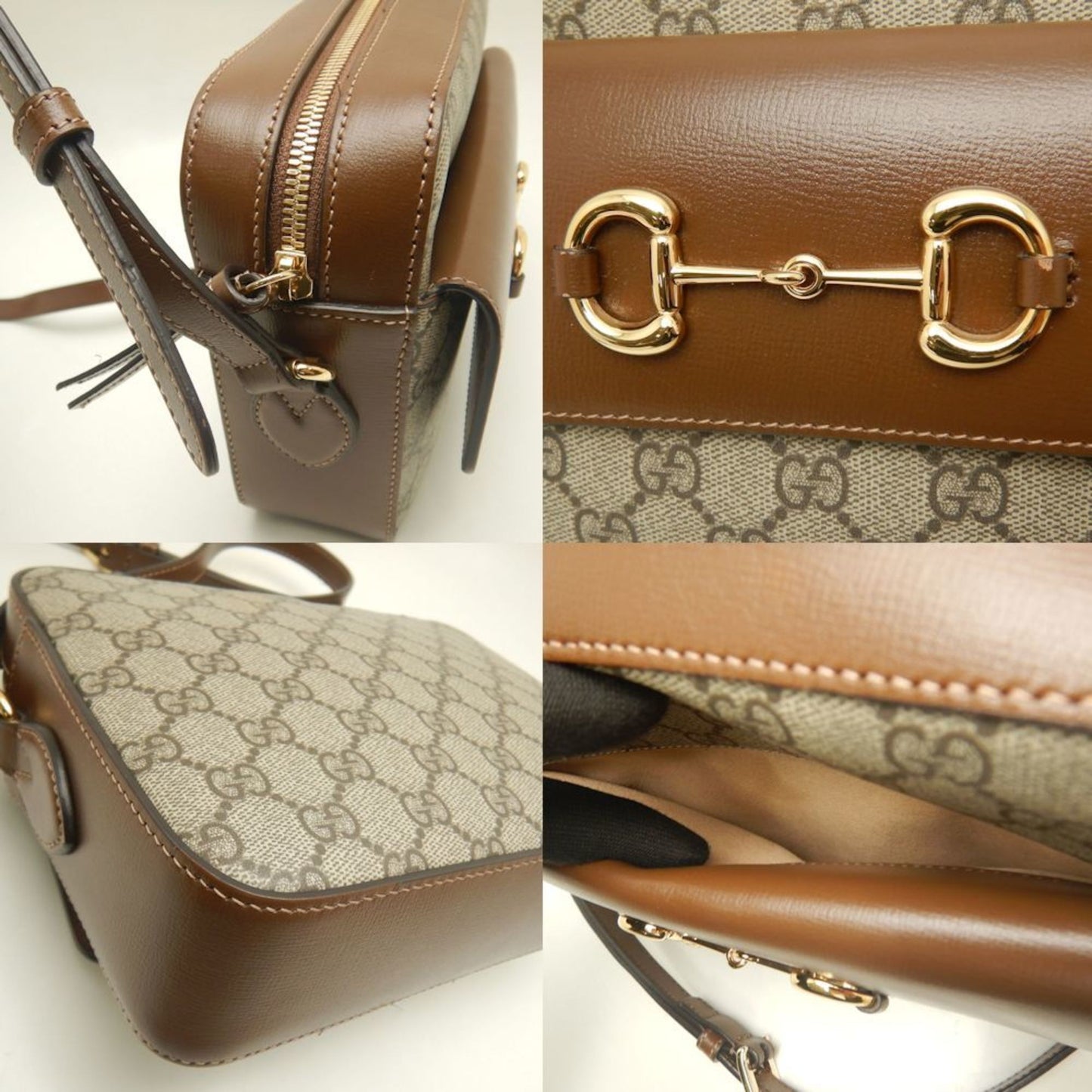 Gucci Horsebit Beige Brown Gg Supreme Leather Shoulder Bag ( )