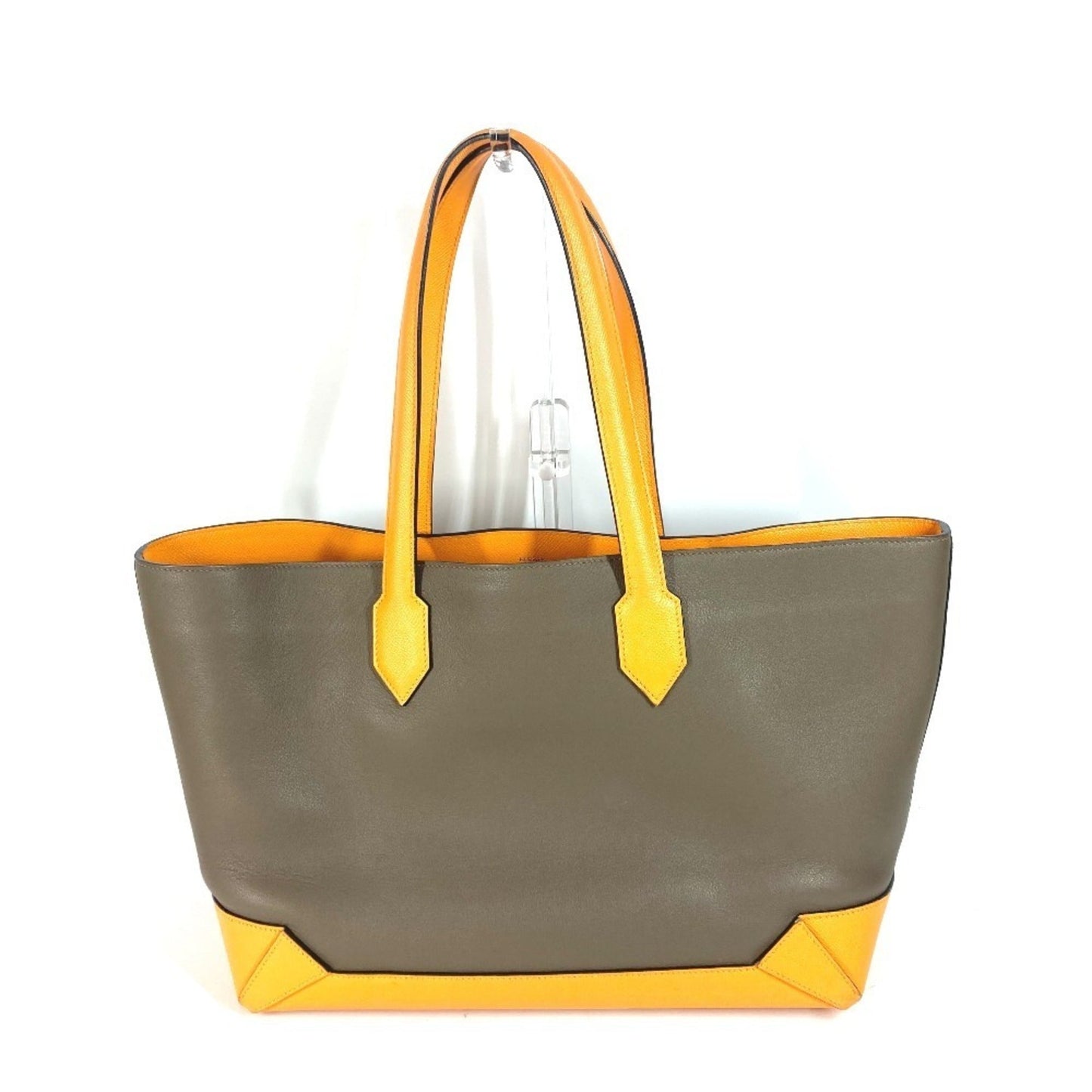 Hermes Grayish Yellow Epsom Leather Evercalf Leather Shoulder Bag Tote Bag ( )