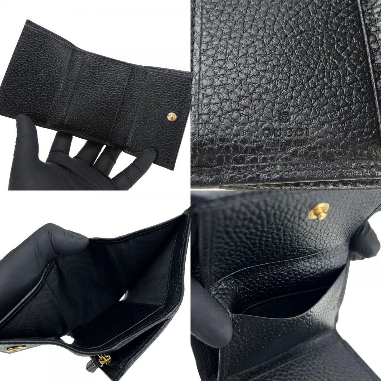 Gucci Black Leather Wallet (Tri-Fold) ( )