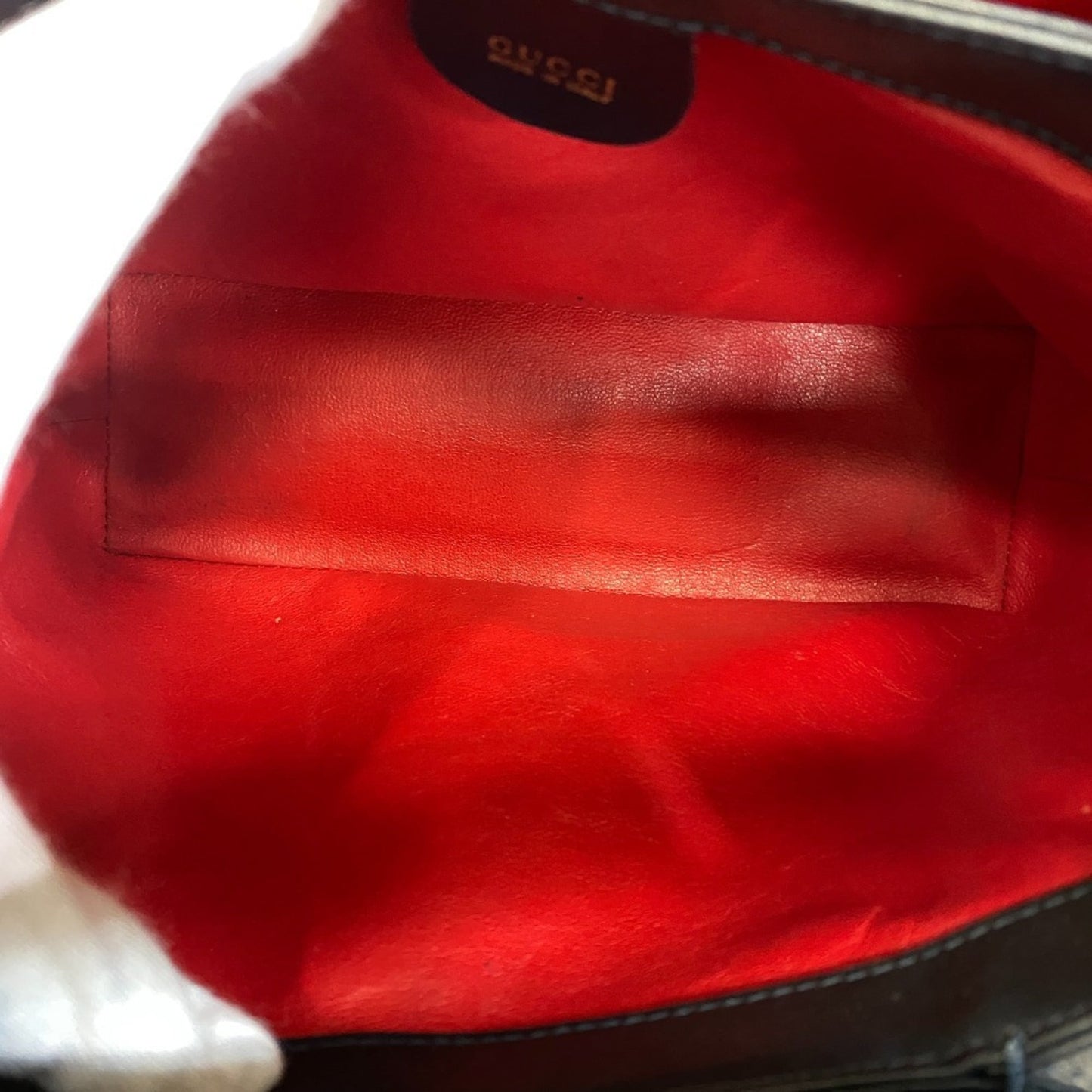 Gucci Black Red Color Leather Handbag ( )
