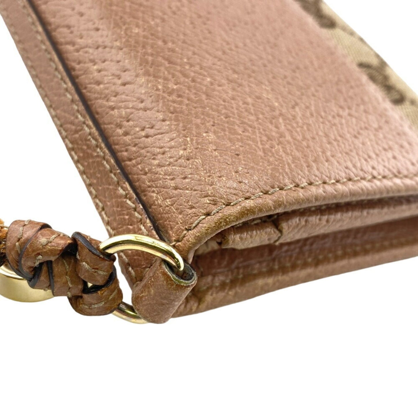 Gucci Beige Pink Canvas Leather Long Wallet (Bi-Fold) ( )